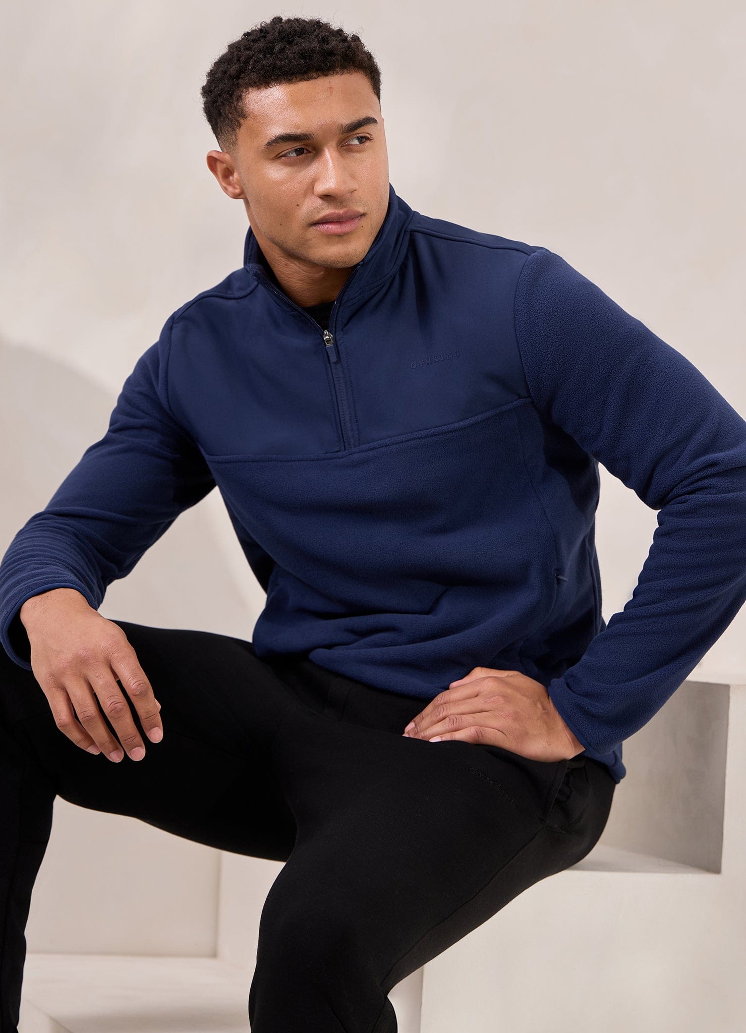Gym King Linear 1/4 Zip Polar Fleece - Navy