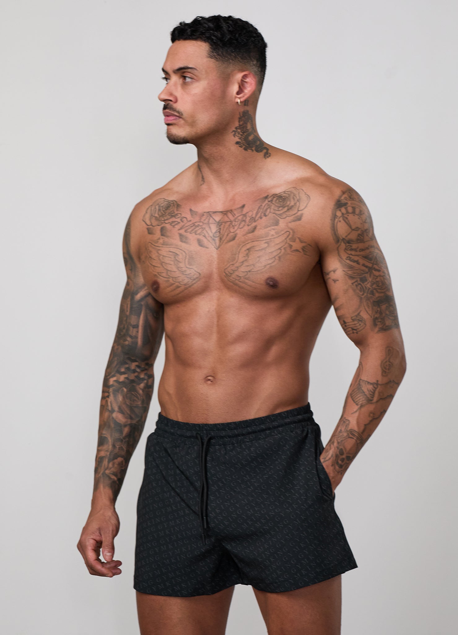 Gym King Marina 3" Swimshort - Black AOP