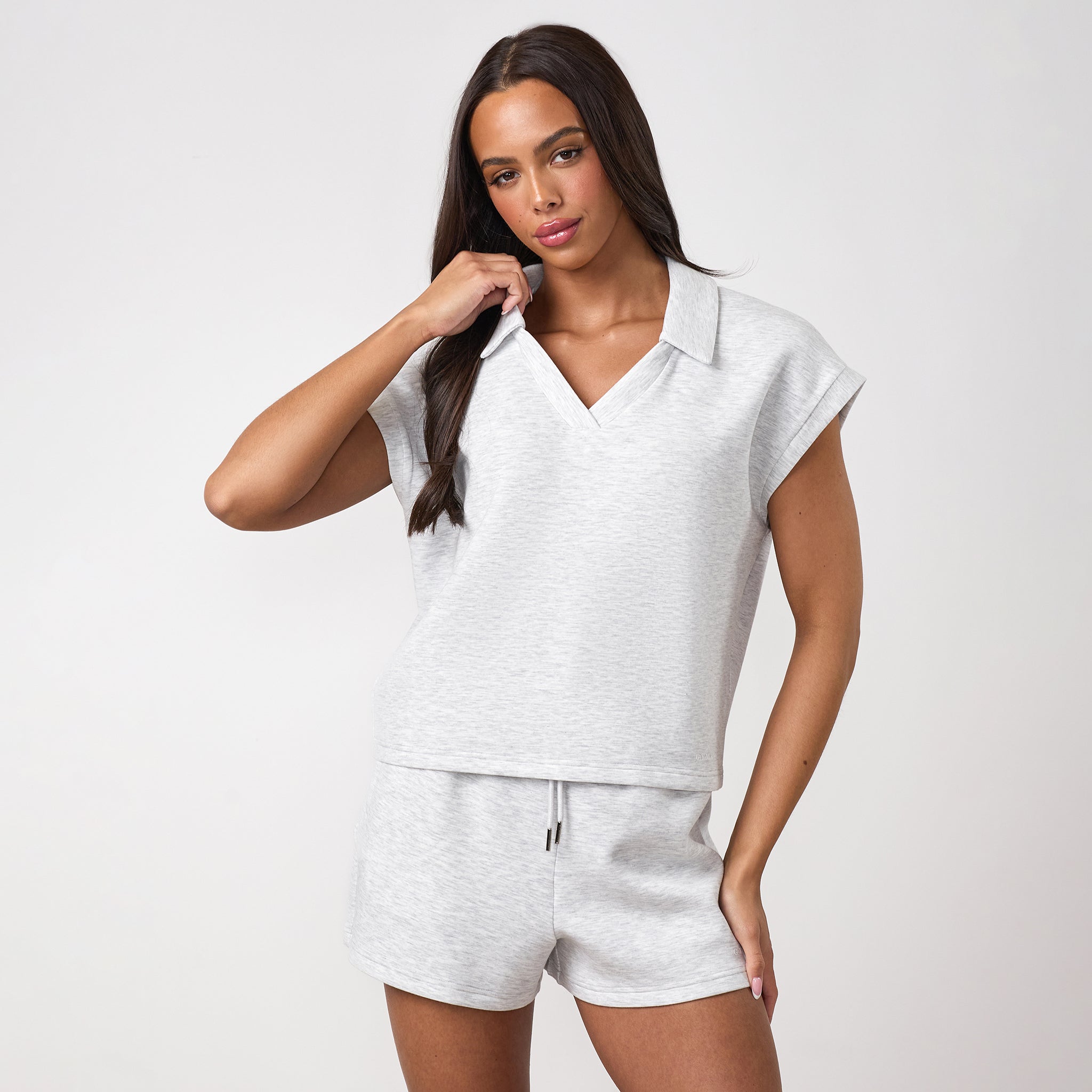 Gym King Modal Collar Tank - Snow Marl