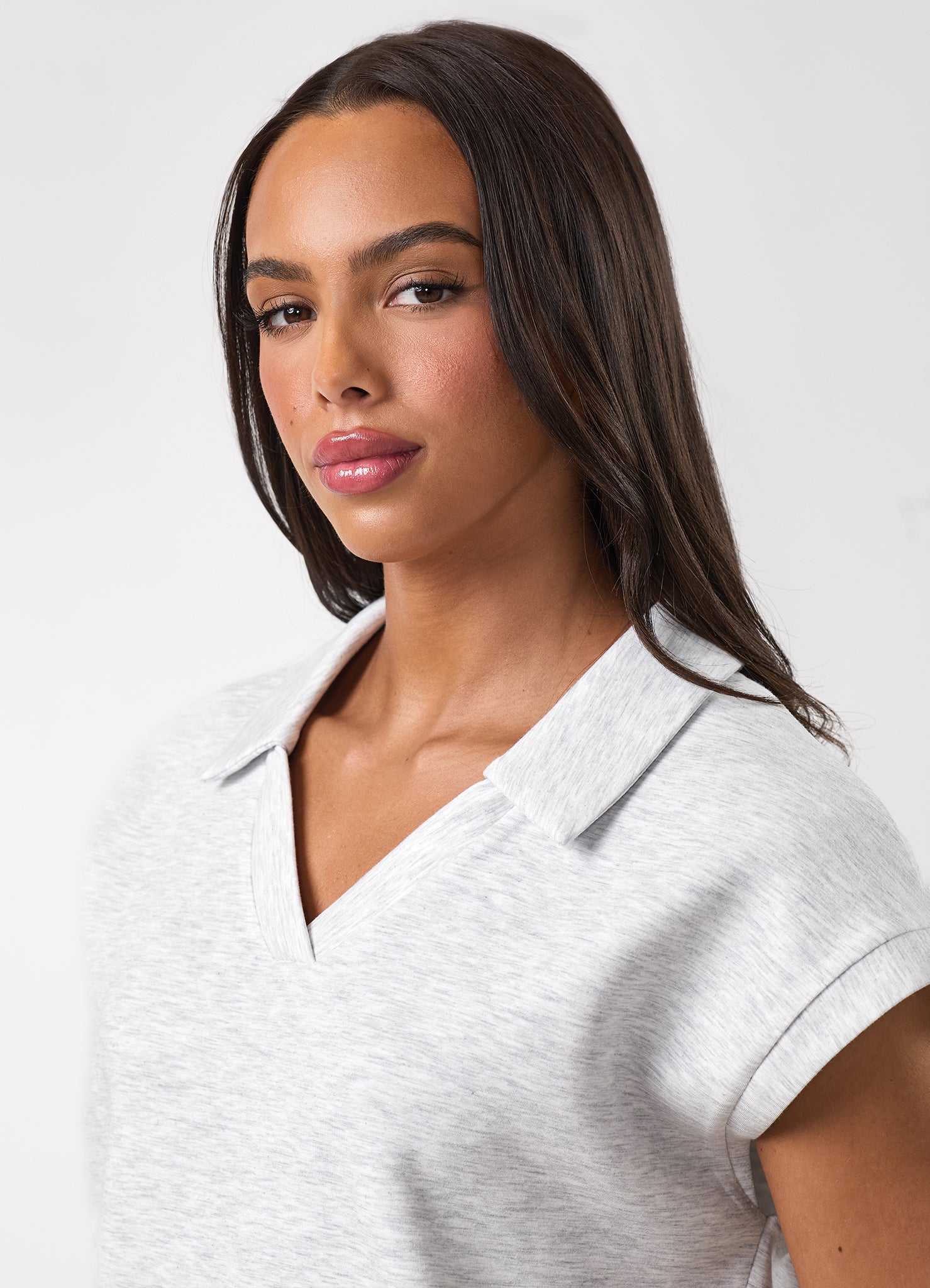 Gym King Modal Collar Tank - Snow Marl