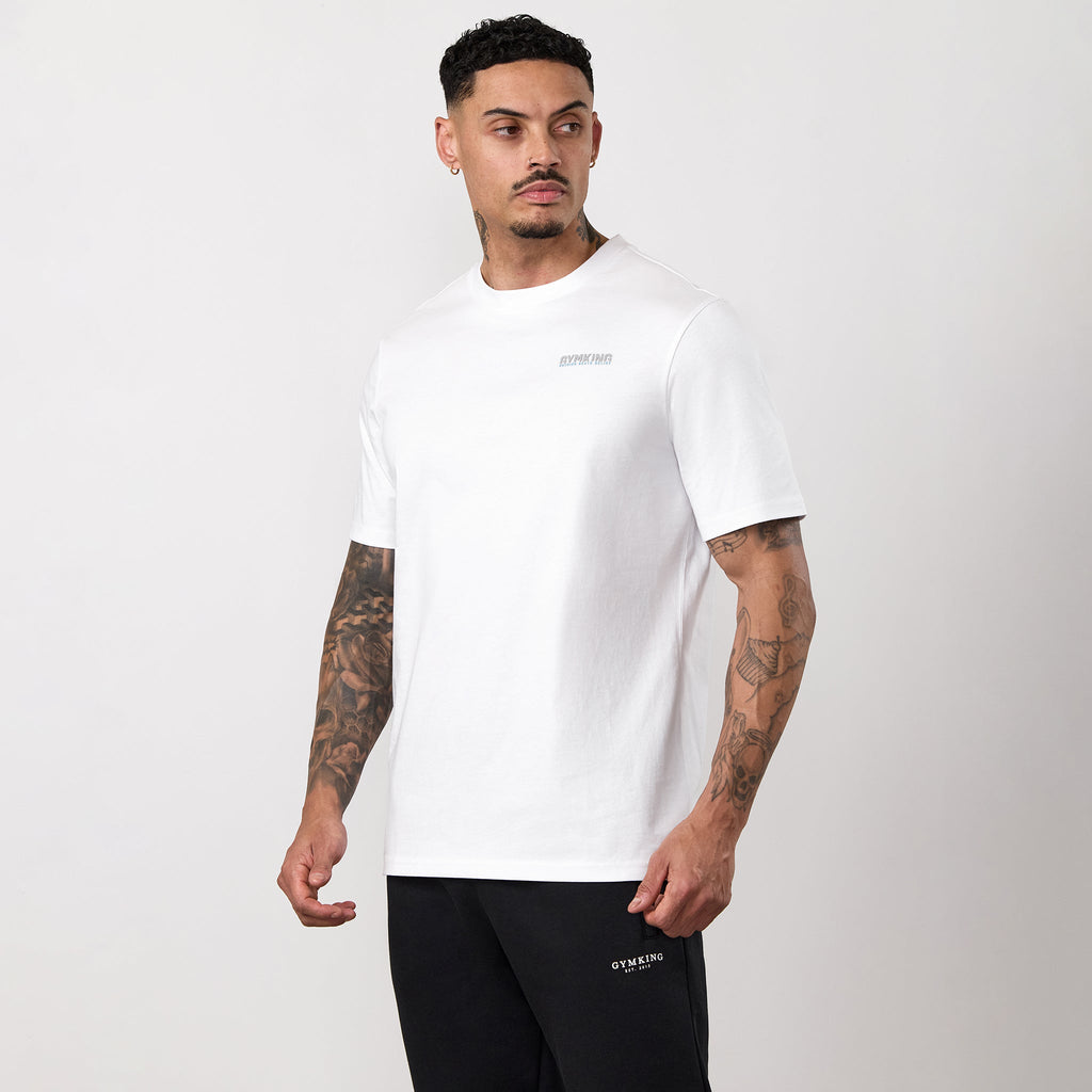 Gym King Nothing Beats Belief 2.0 Jersey Tee - White