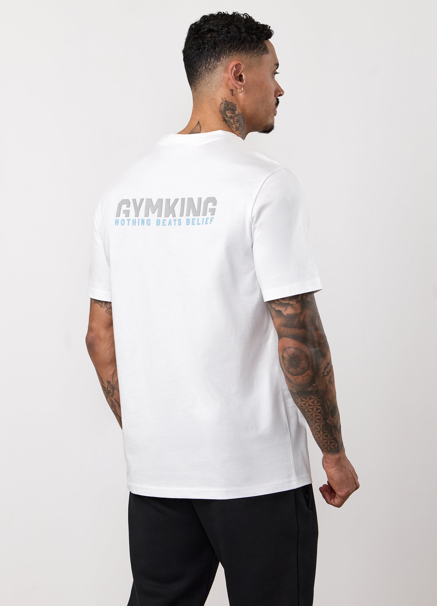 Gym King Nothing Beats Belief 2.0 Jersey Tee - White