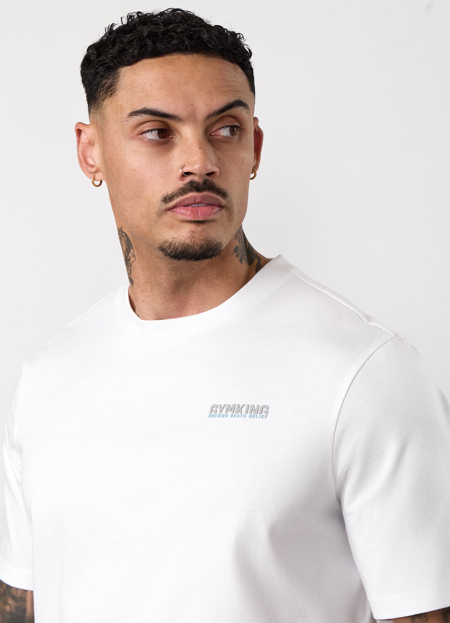 Gym King Nothing Beats Belief 2.0 Jersey Tee - White