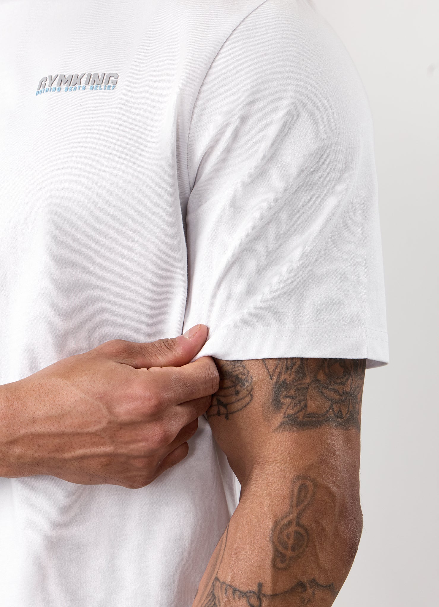 Gym King Nothing Beats Belief 2.0 Jersey Tee - White