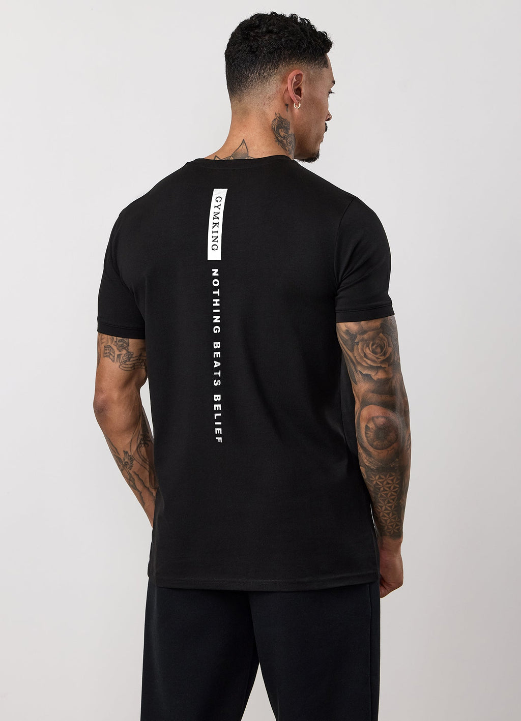 Gym King Nothing Beats Belief Muscle Fit Tee - Black/White