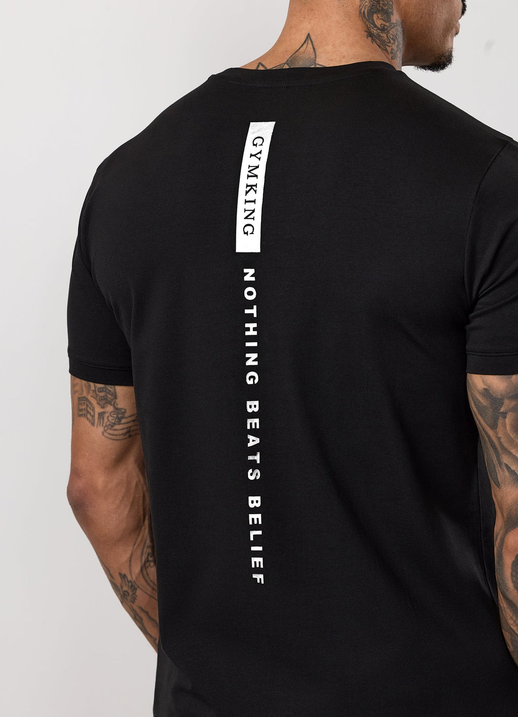 Gym King Nothing Beats Belief Muscle Fit Tee - Black/White