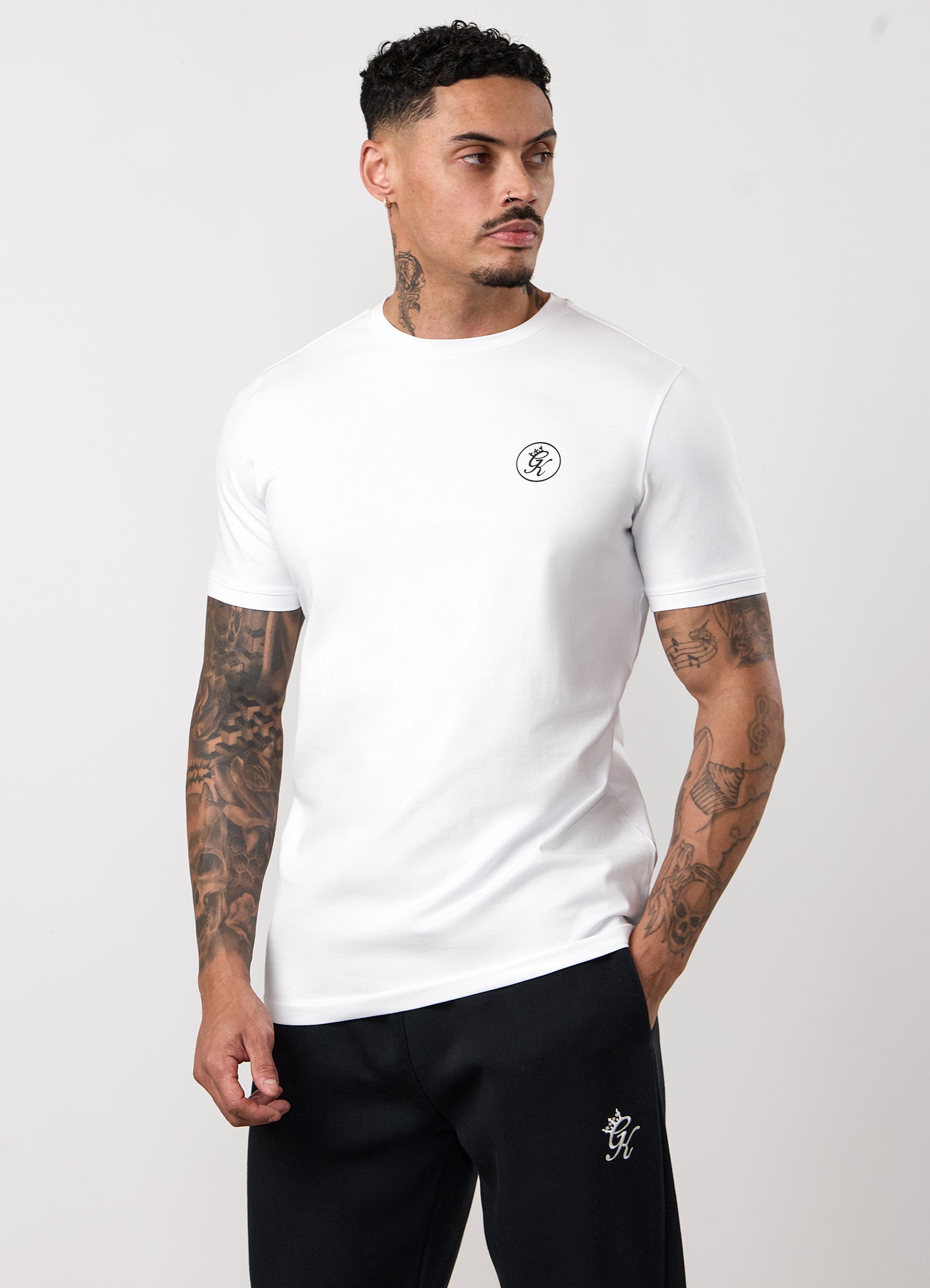 Gym King Nothing Beats Belief Muscle Fit Tee - White/Black