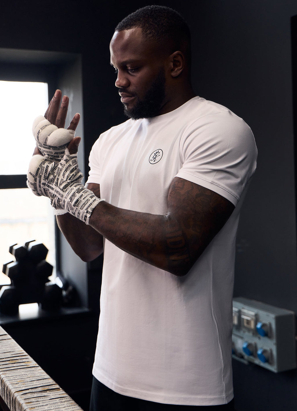 Gym King Nothing Beats Belief Muscle Fit Tee - White/Black