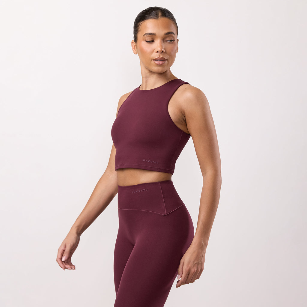 Gym King Peach Luxe High Neck Tank - Vibrant Fig Luxe