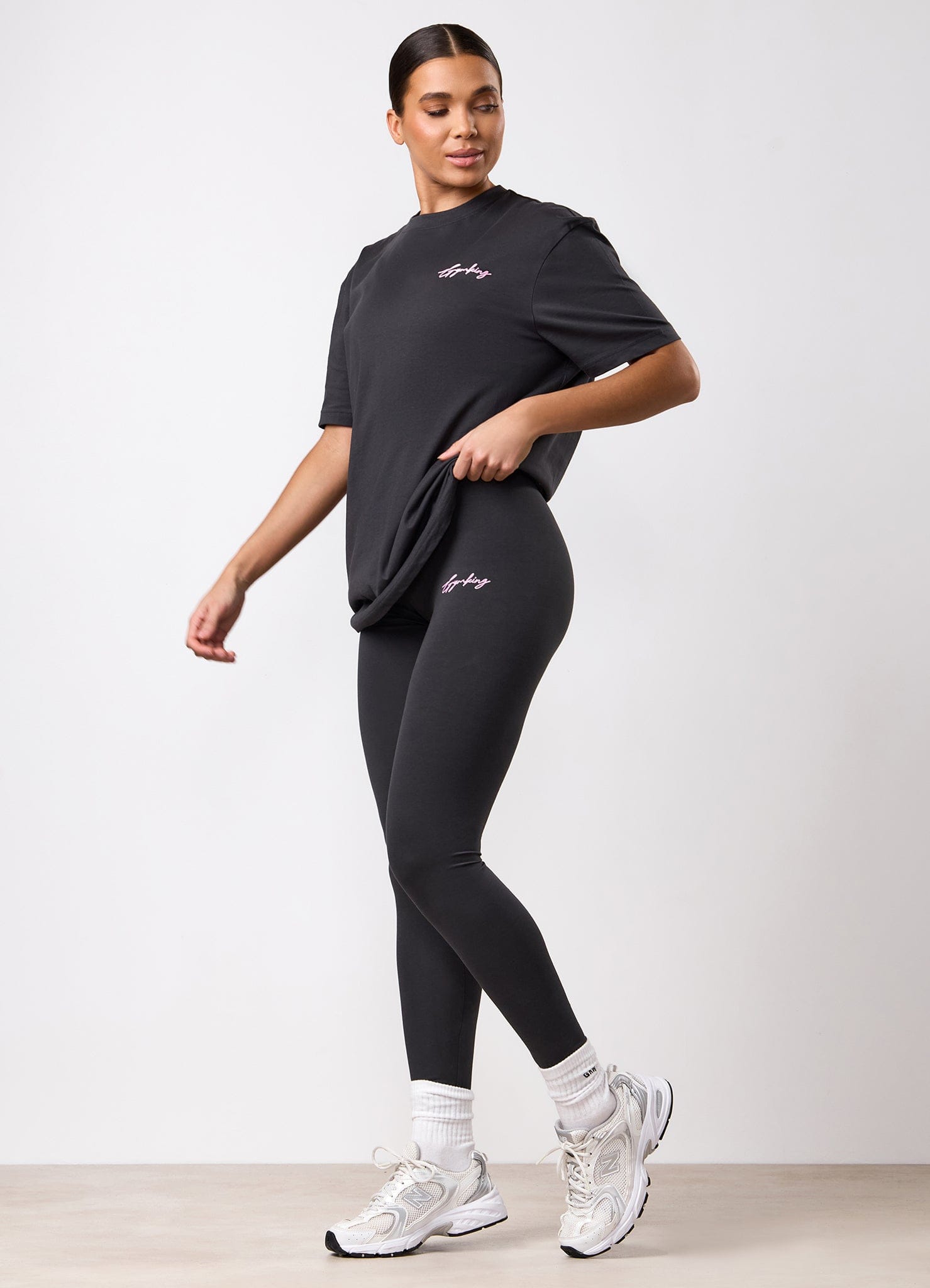 Gym King Script Mindset Jersey Legging - Dark Pewter