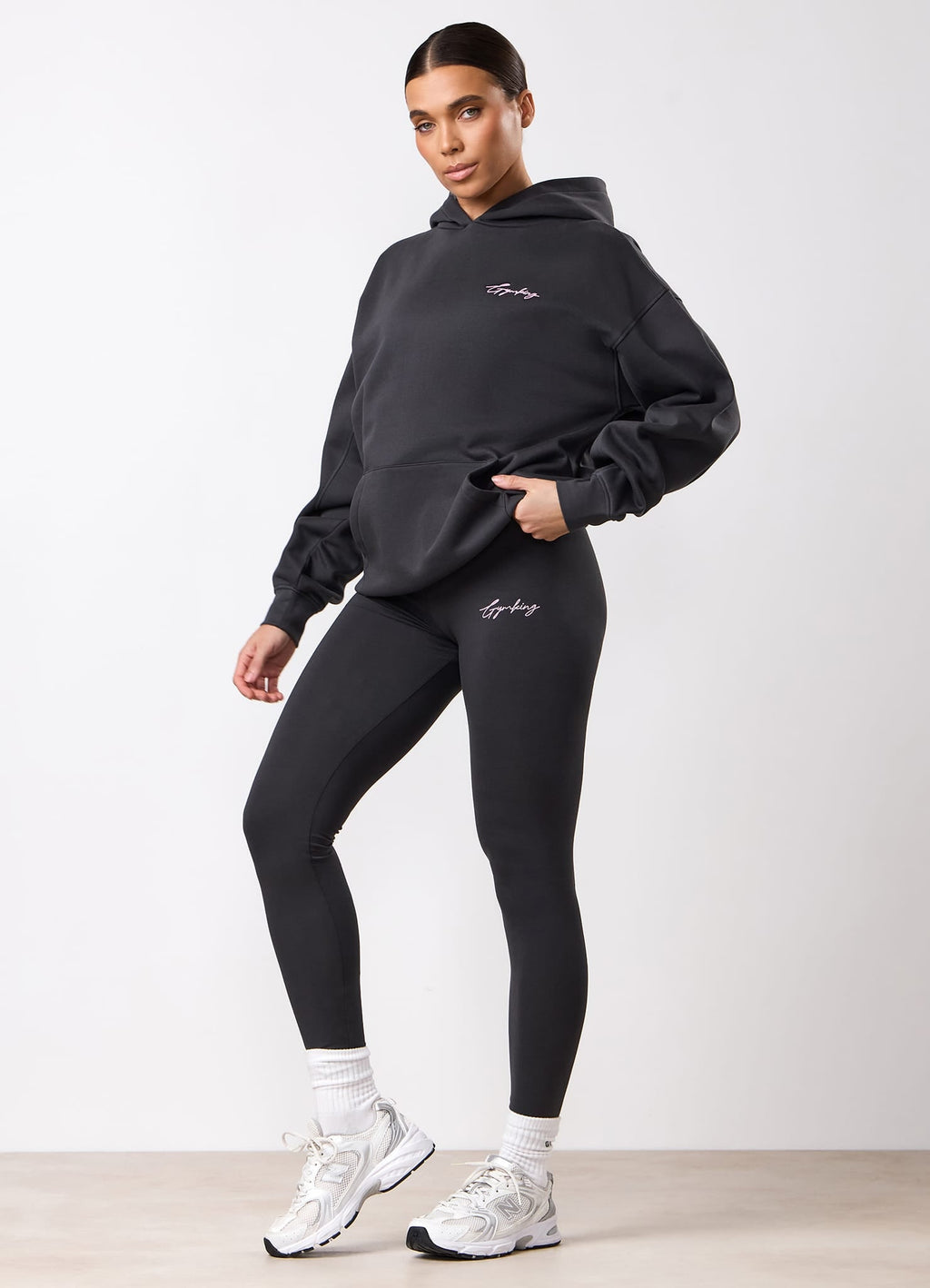 Gym King Script Mindset Hoodie - Dark Pewter