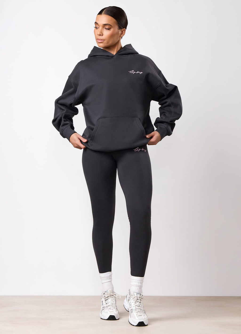Gym King Script Mindset Hoodie - Dark Pewter