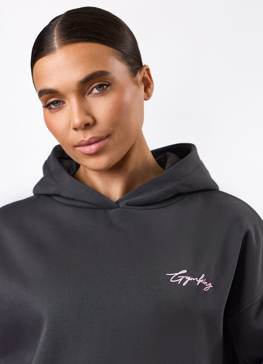 Gym King Script Mindset Hoodie - Dark Pewter