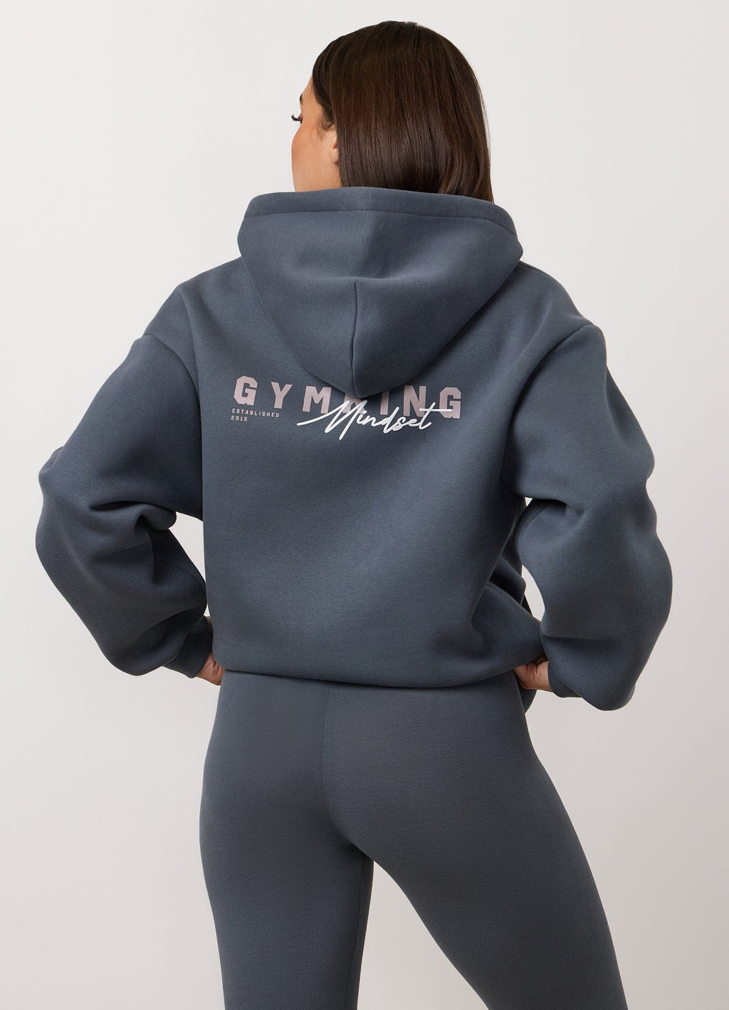 Gym King Poise Oversized Graphic Full Zip Hoodie - Storm Blue