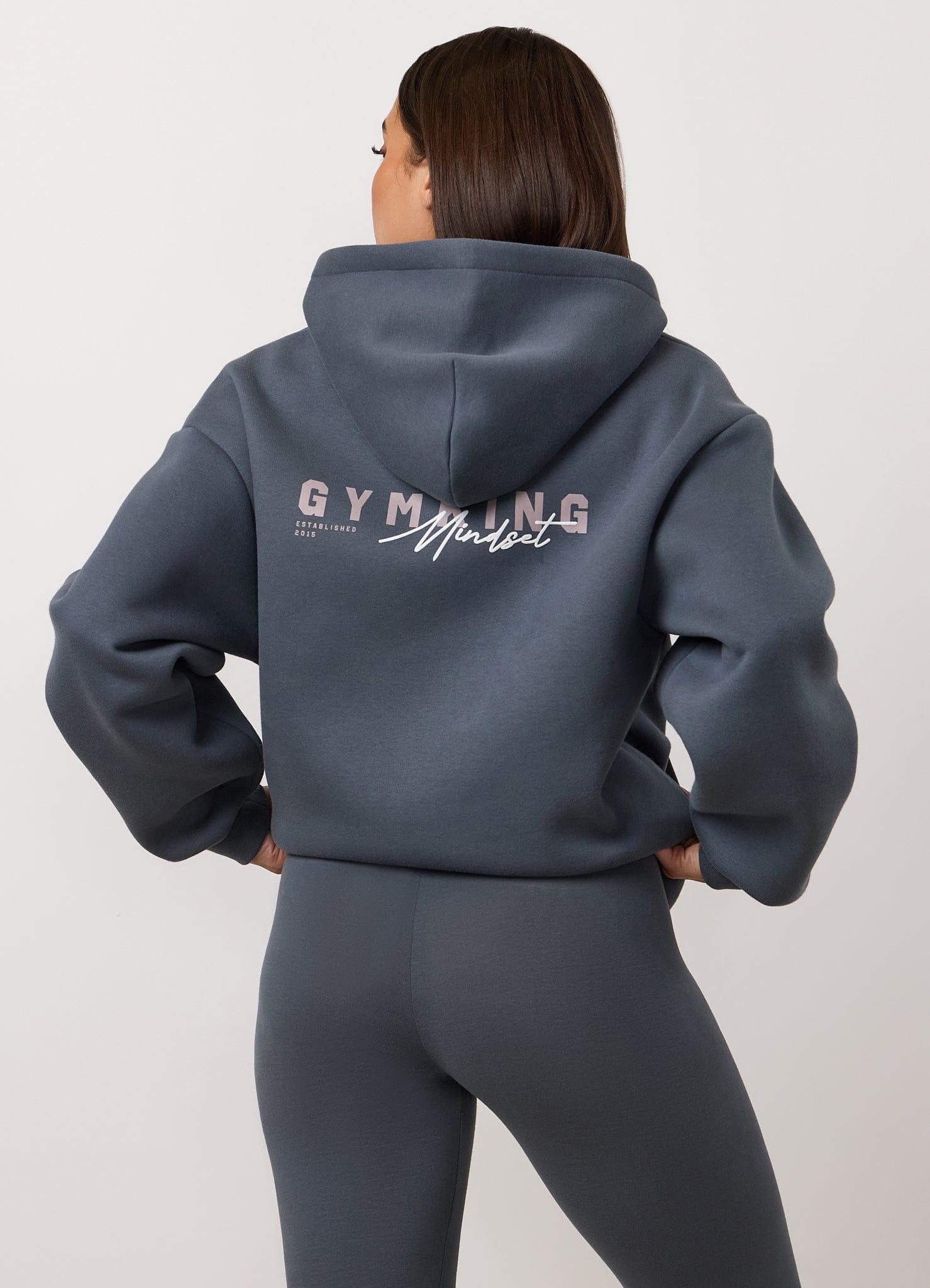 Gym King Poise Oversized Graphic Full Zip Hoodie - Storm Blue