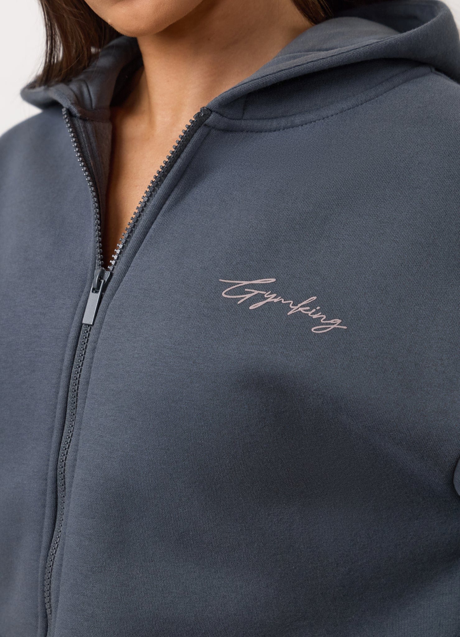Gym King Poise Oversized Graphic Full Zip Hoodie - Storm Blue