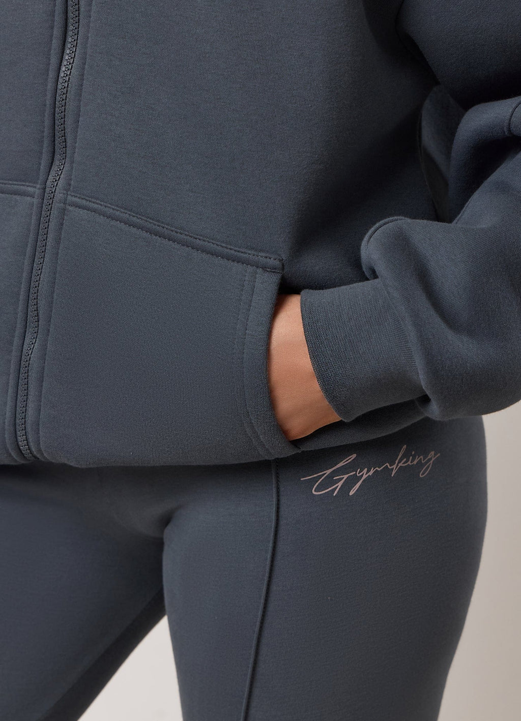 Gym King Poise Oversized Graphic Full Zip Hoodie - Storm Blue