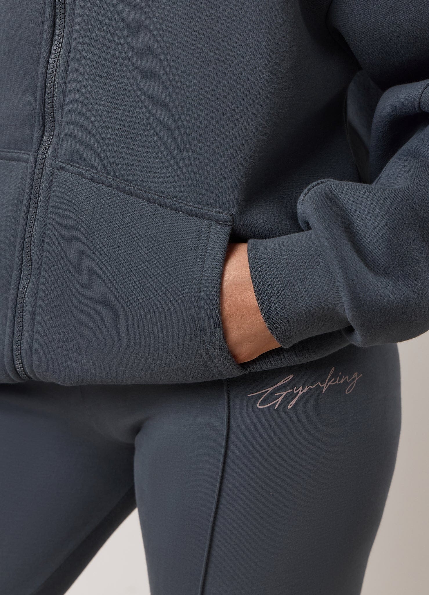 Gym King Poise Oversized Graphic Full Zip Hoodie - Storm Blue