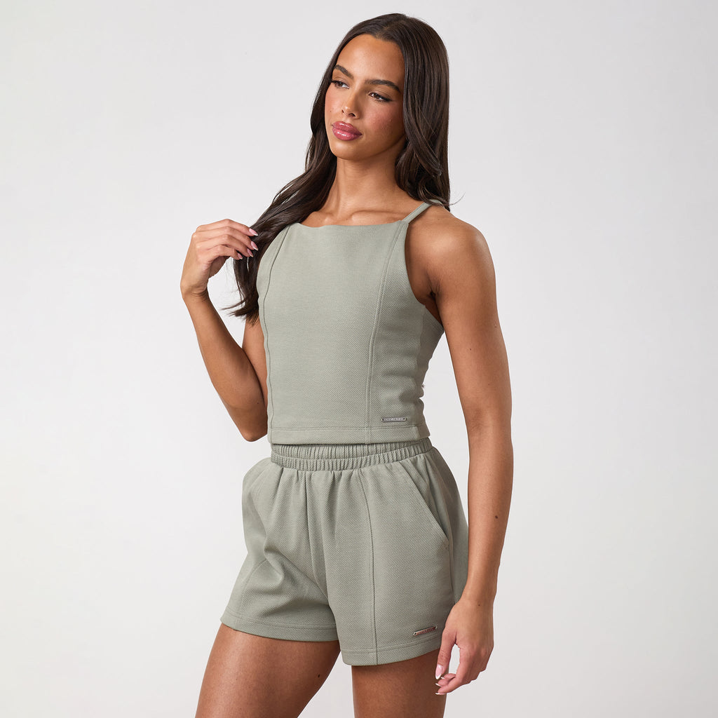 Gym King Portals Strappy Vest - Soft Khaki