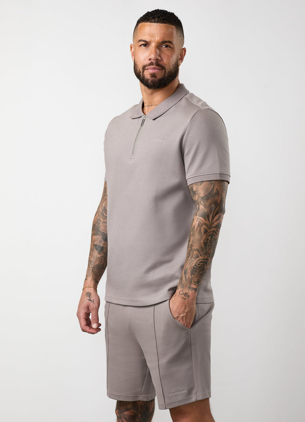 Gym King Portals Texture Polo - Clay Grey