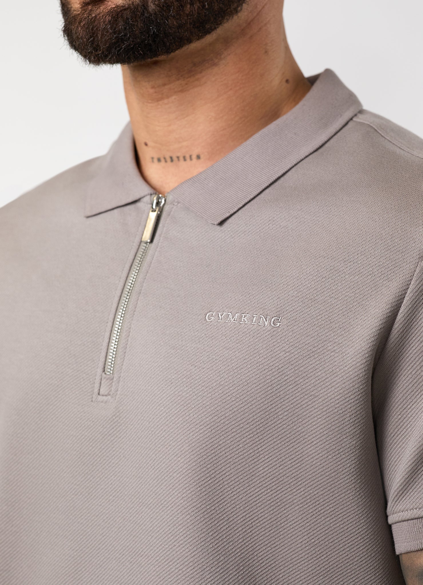 Gym King Portals Texture Polo - Clay Grey
