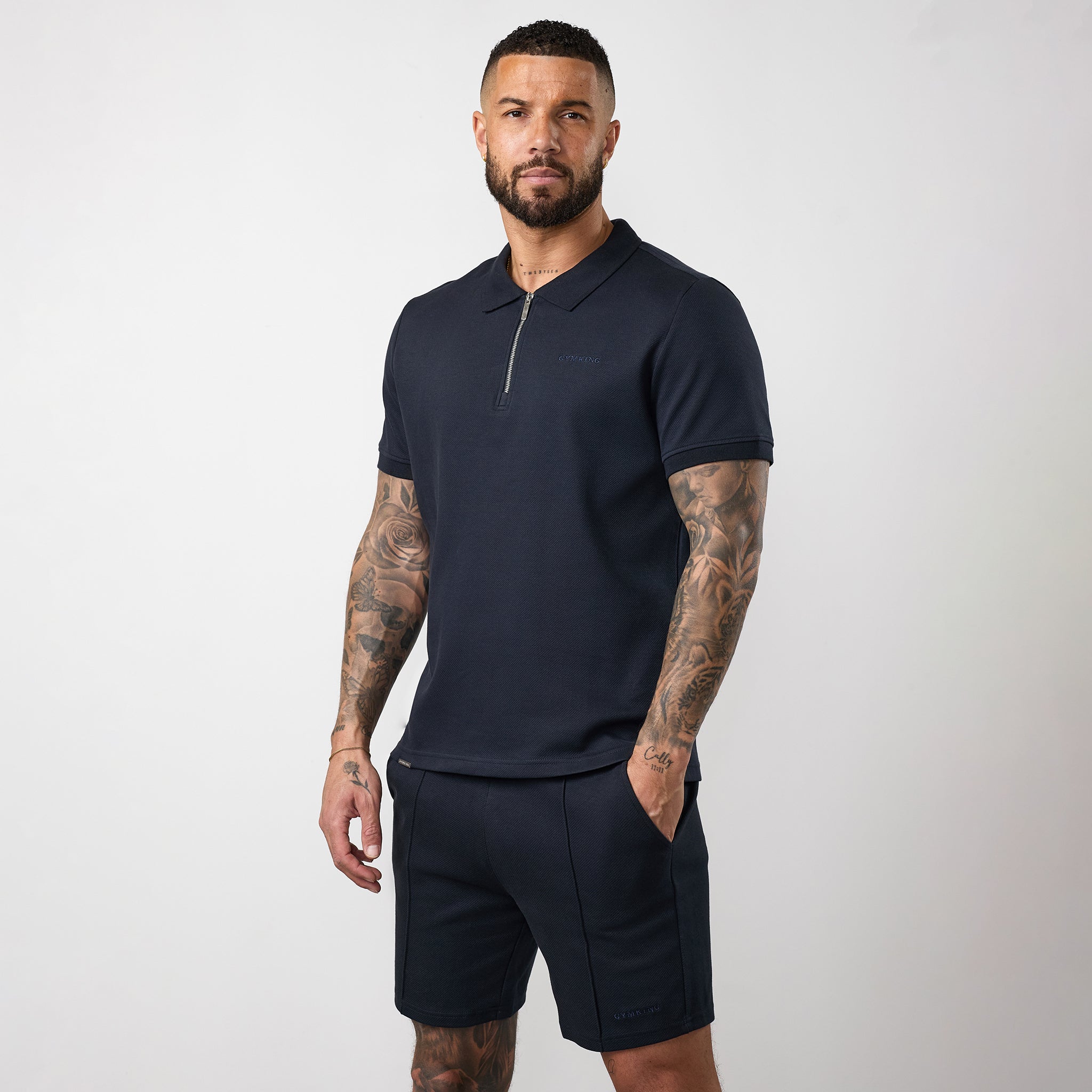 Gym King Portals Texture Polo - Navy