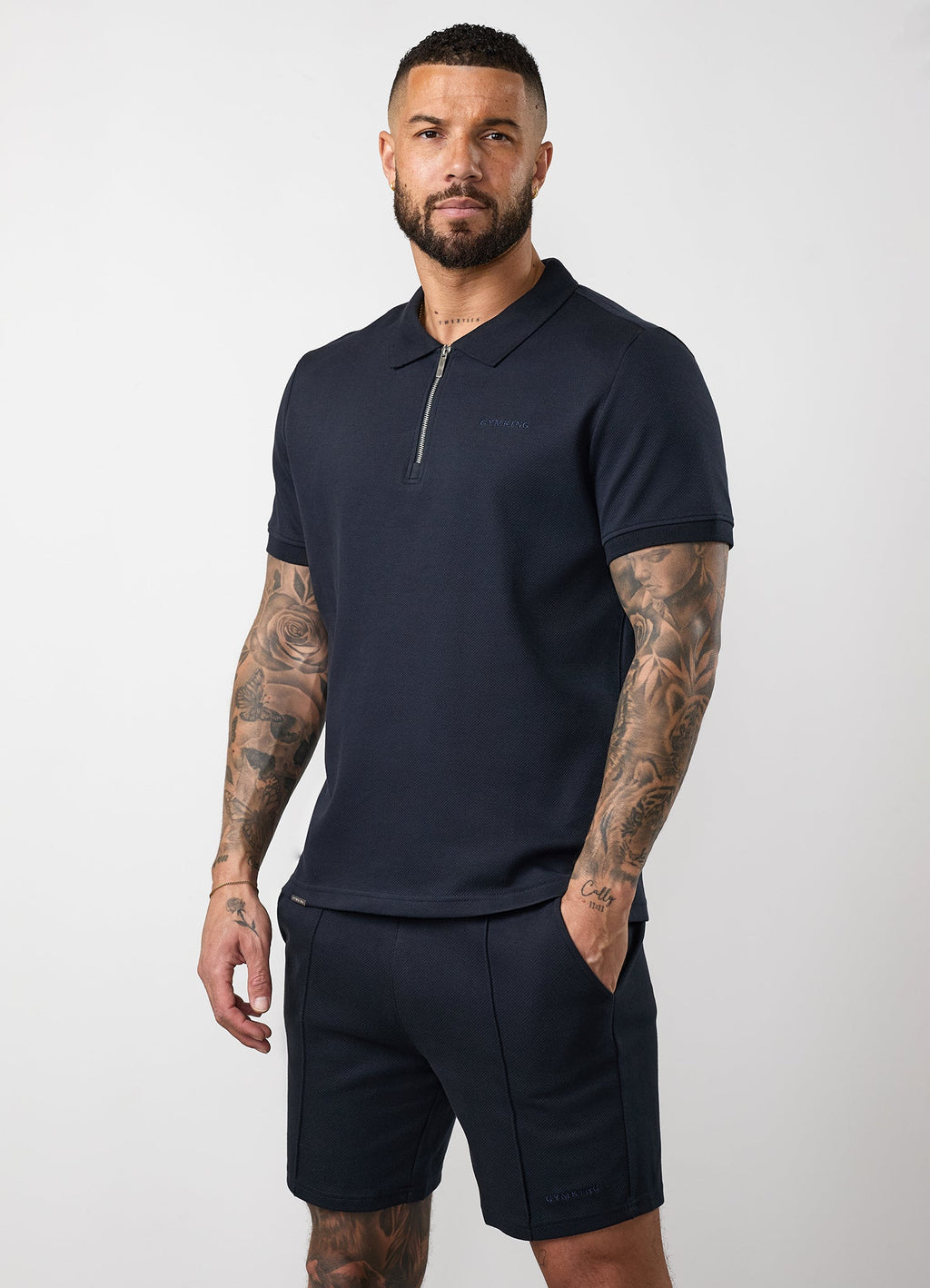Gym King Portals Texture Polo - Navy