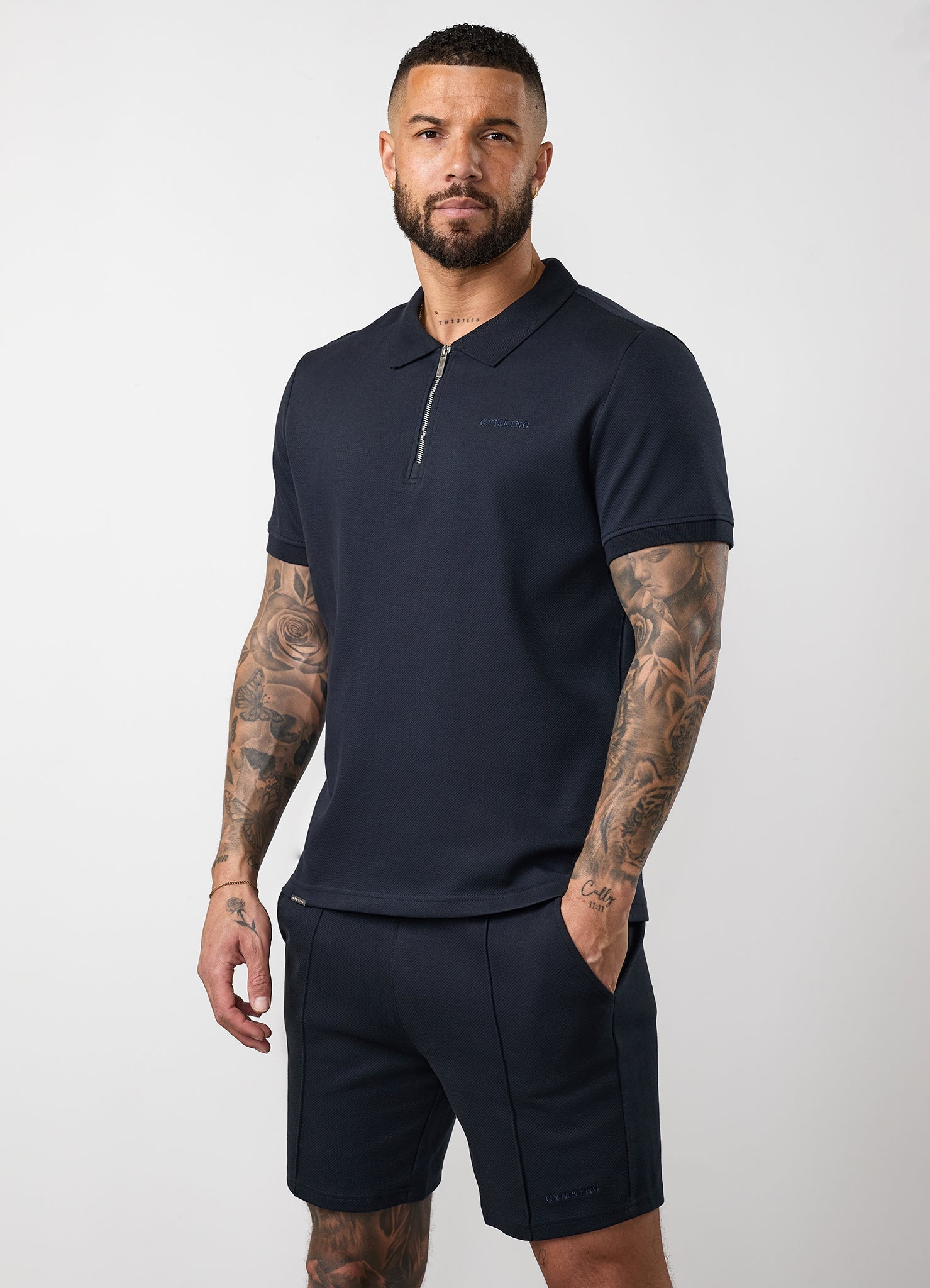 Gym King Portals Texture Polo - Navy