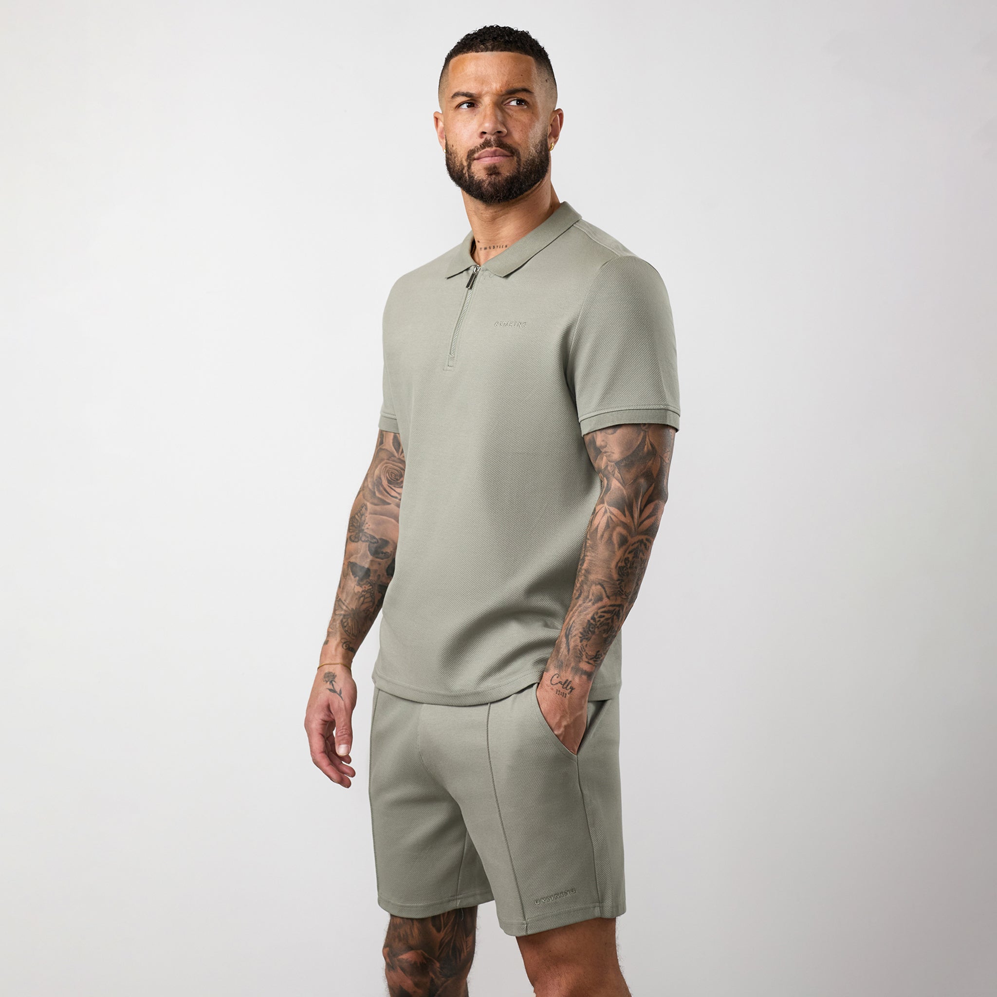 Gym King Portals Texture Polo - Soft Khaki