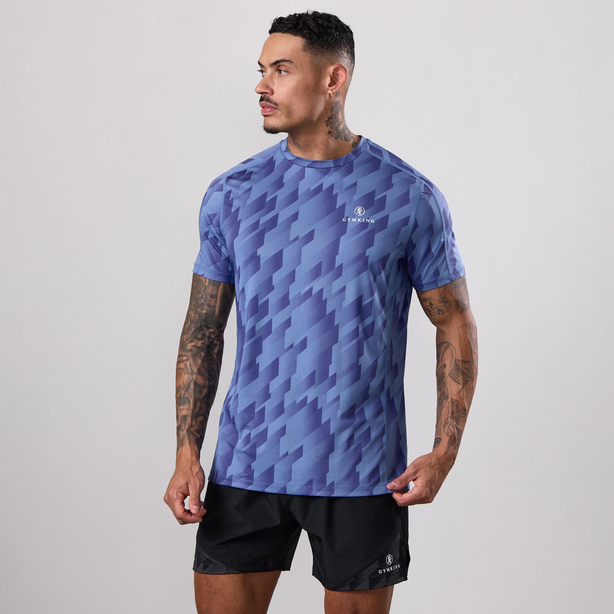Gym King Power AOP Tee - Blue Jean
