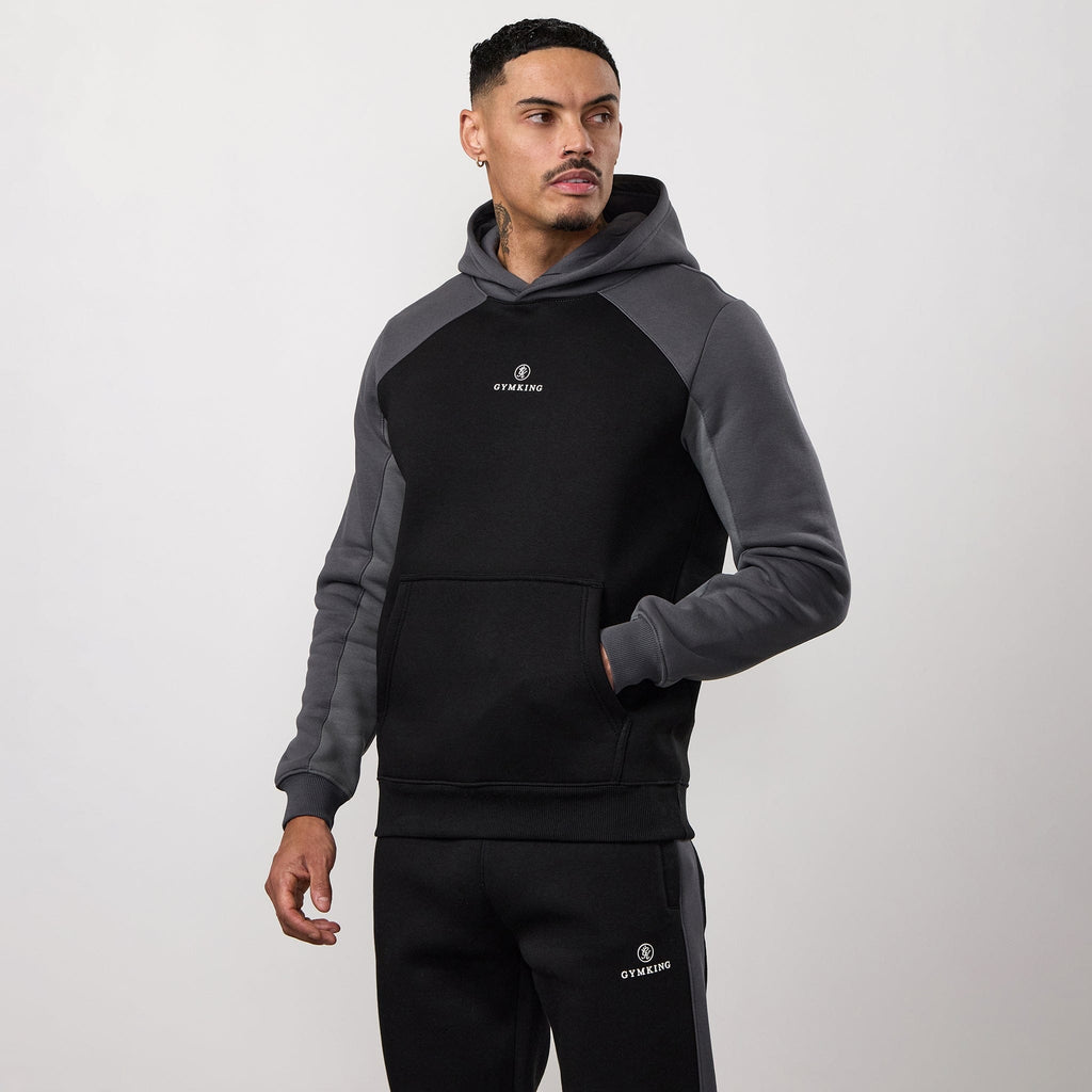 Gym King Power Colour Block Fleece Hoodie - Black/Graphite/Gunmetal Grey
