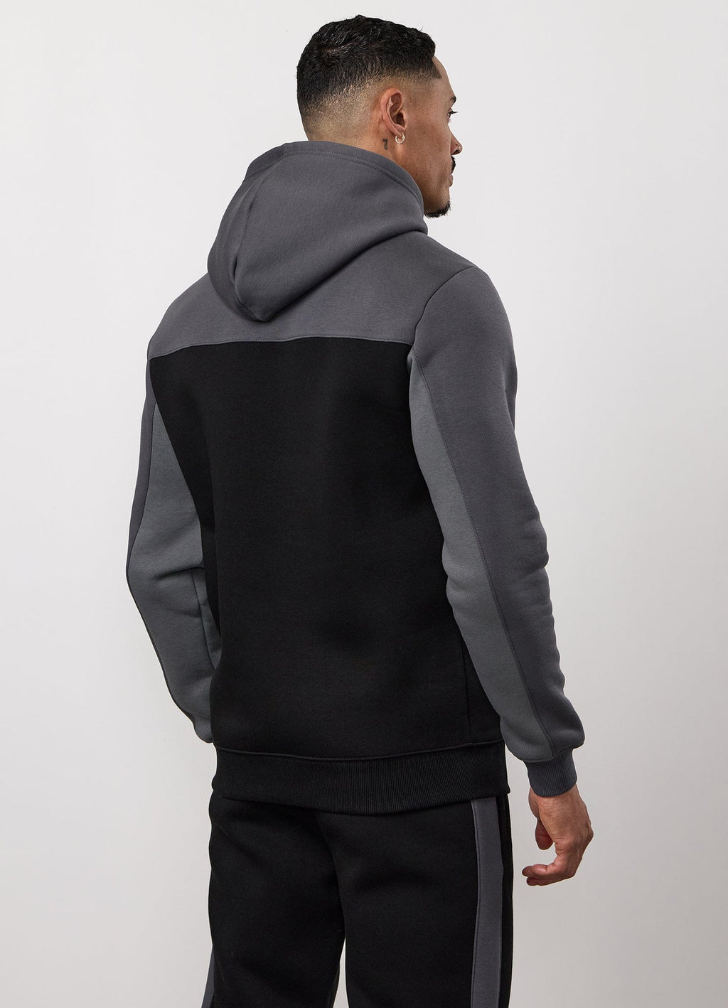 Gym King Power Colour Block Fleece Hoodie - Black/Graphite/Gunmetal Grey