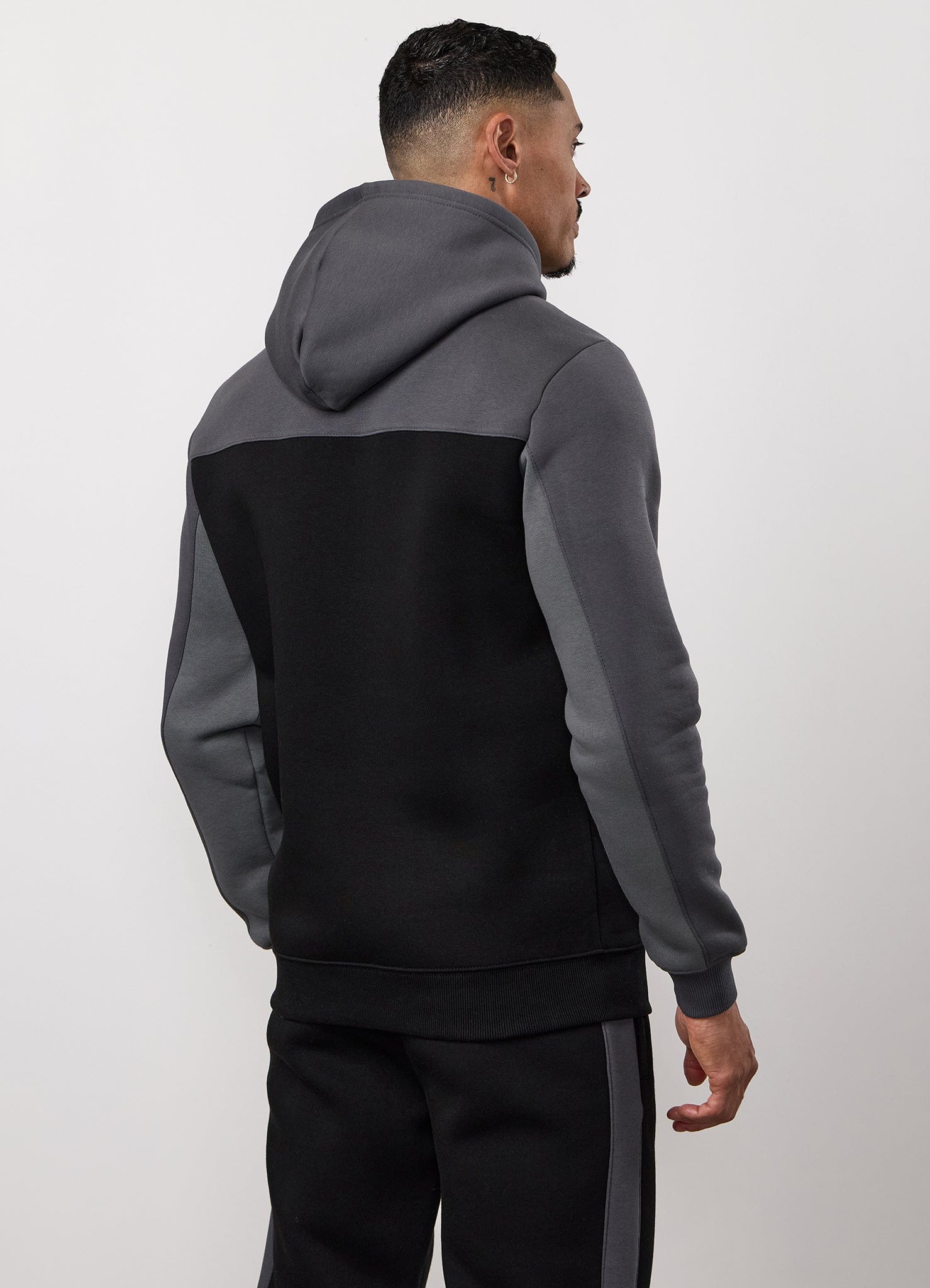 Gym King Power Colour Block Fleece Hoodie - Black/Graphite/Gunmetal Grey