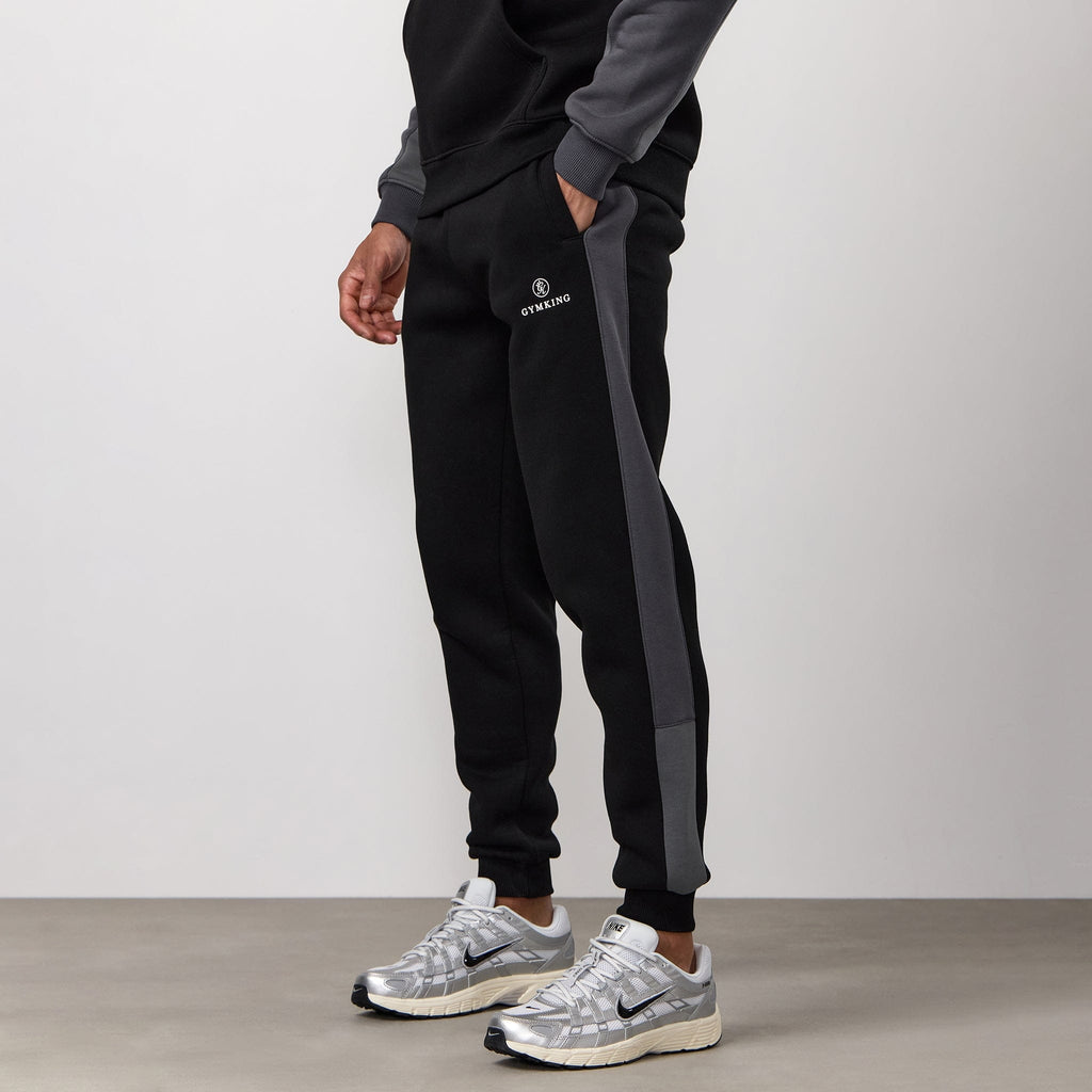 Gym King Power Colour Block Fleece Jogger - Black/Graphite/Gunmetal Grey