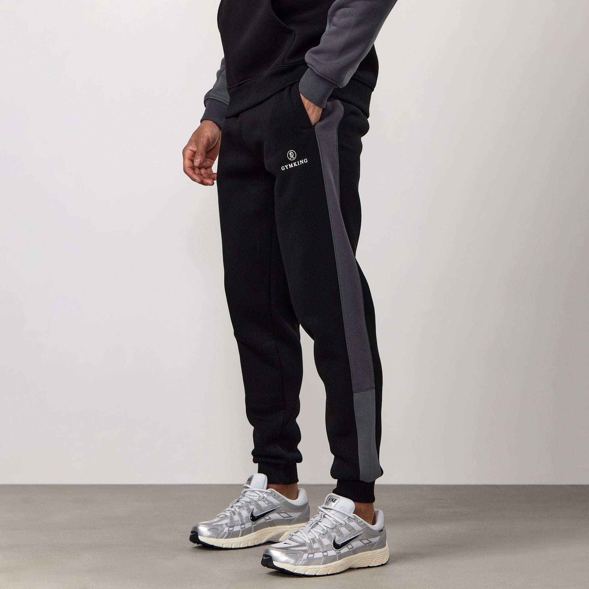 Gym King Power Colour Block Fleece Jogger - Black/Graphite/Gunmetal Grey