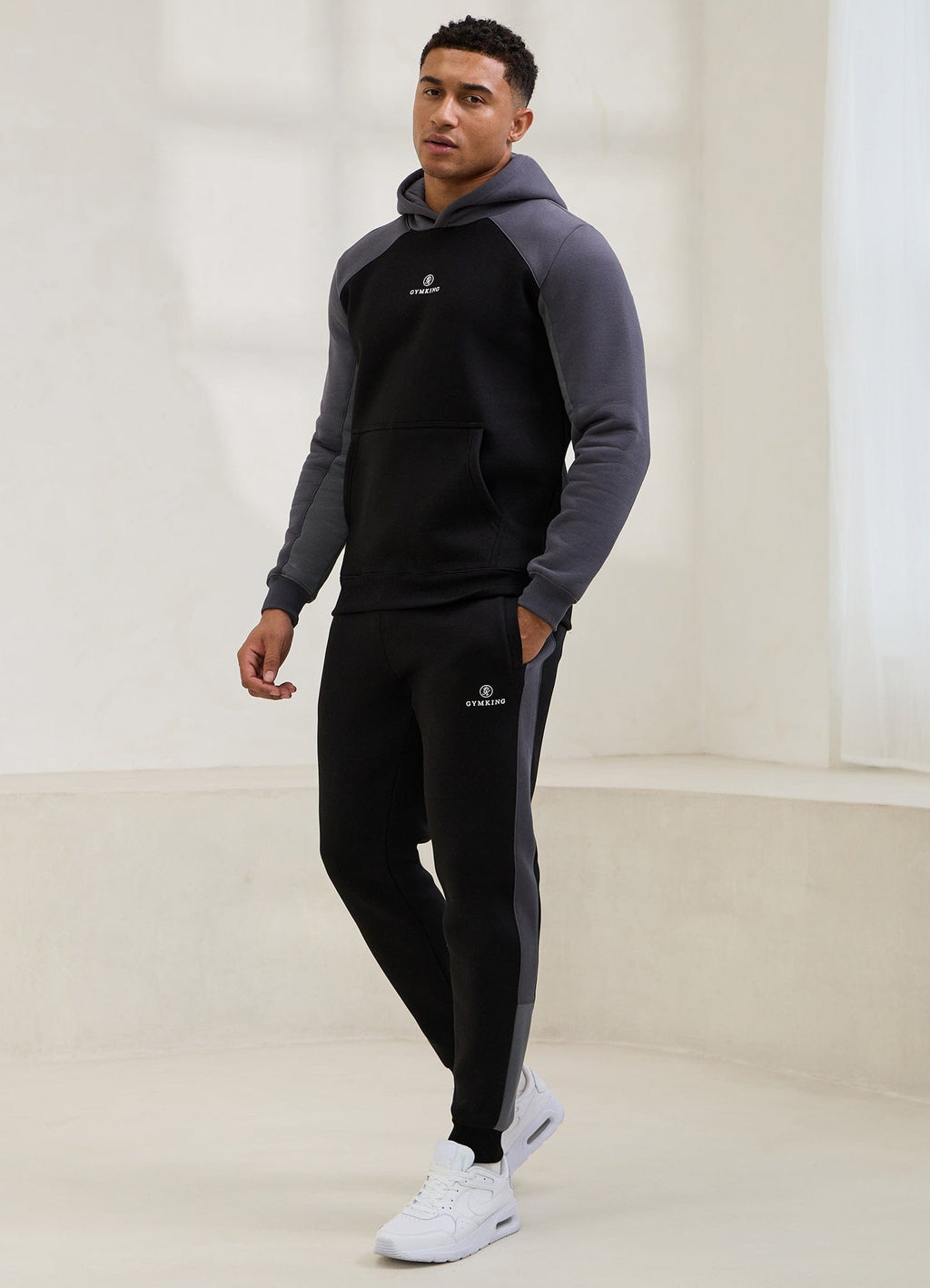 Gym King Power Colour Block Fleece Jogger - Black/Graphite/Gunmetal Grey