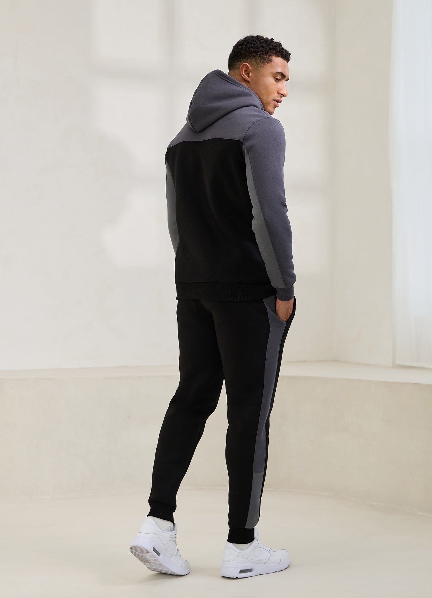 Gym King Power Colour Block Fleece Hoodie - Black/Graphite/Gunmetal Grey