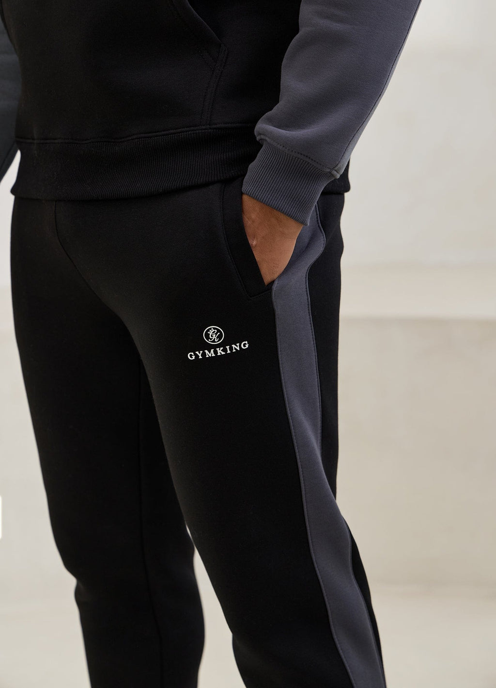 Gym King Power Colour Block Fleece Jogger - Black/Graphite/Gunmetal Grey