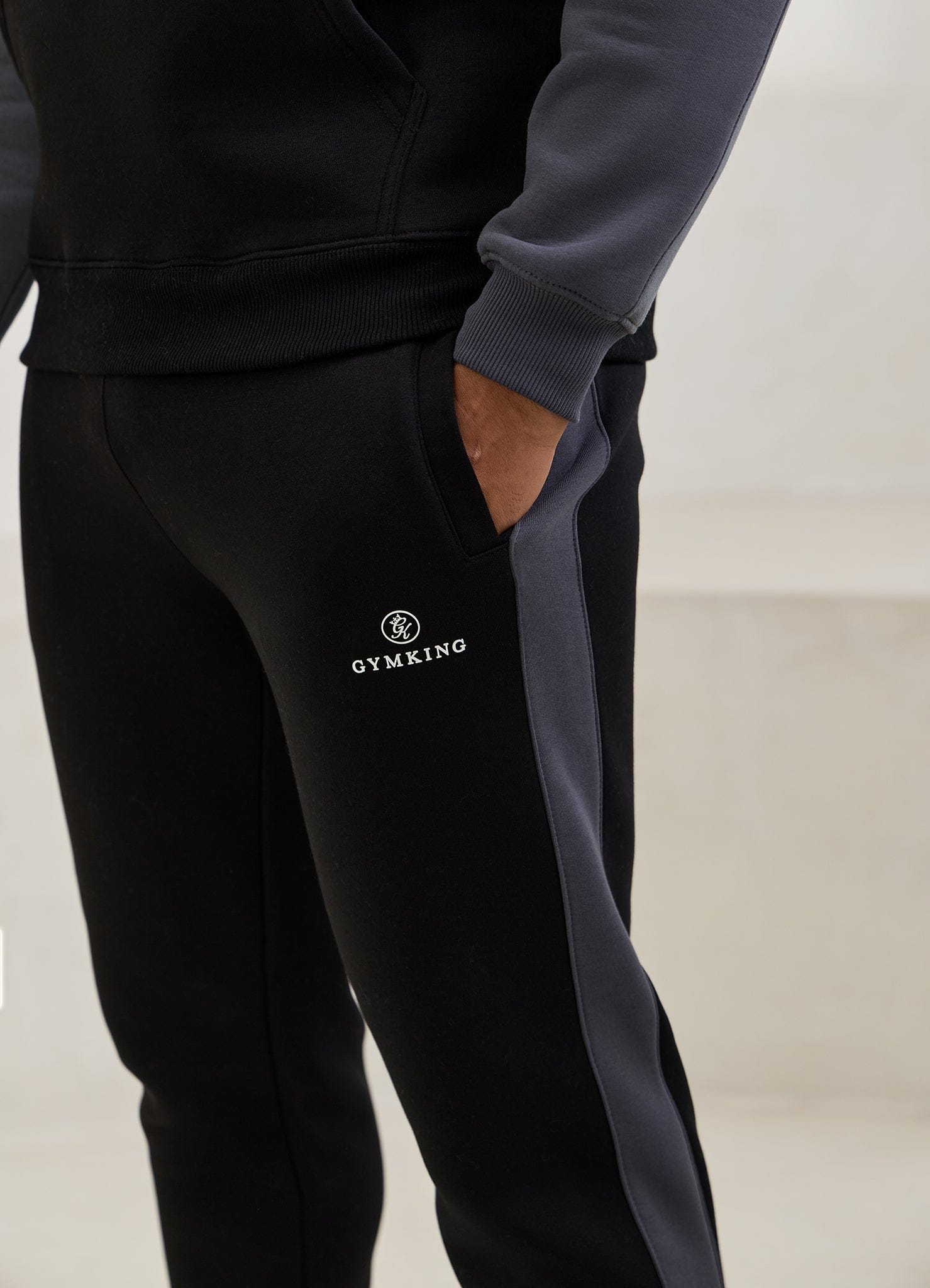 Gym King Power Colour Block Fleece Jogger - Black/Graphite/Gunmetal Grey