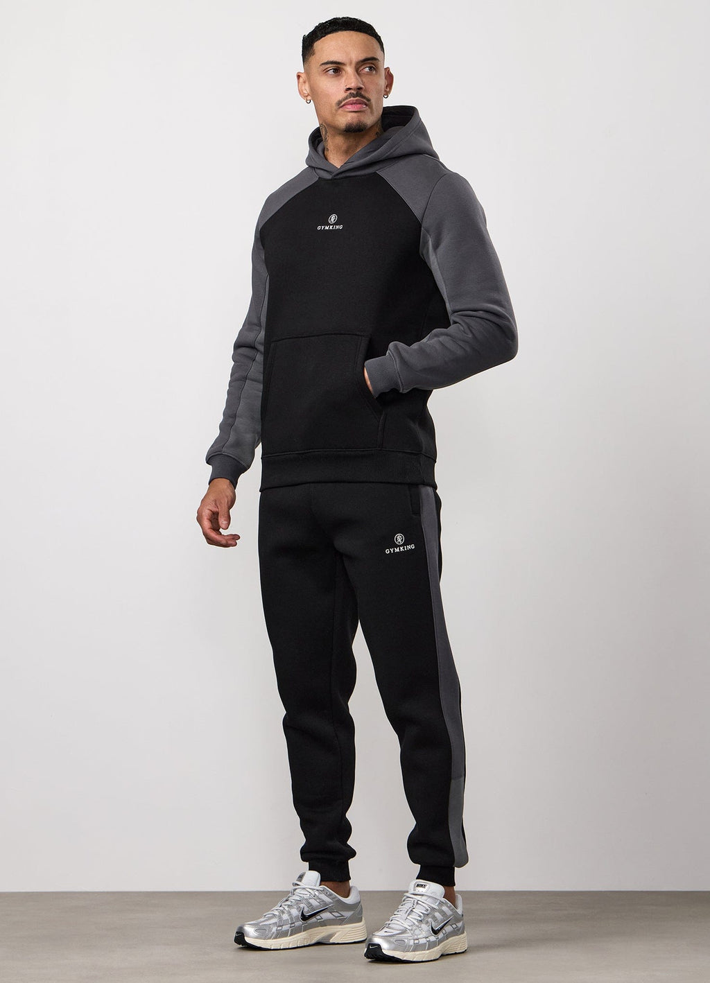 Gym King Power Colour Block Fleece Jogger - Black/Graphite/Gunmetal Grey