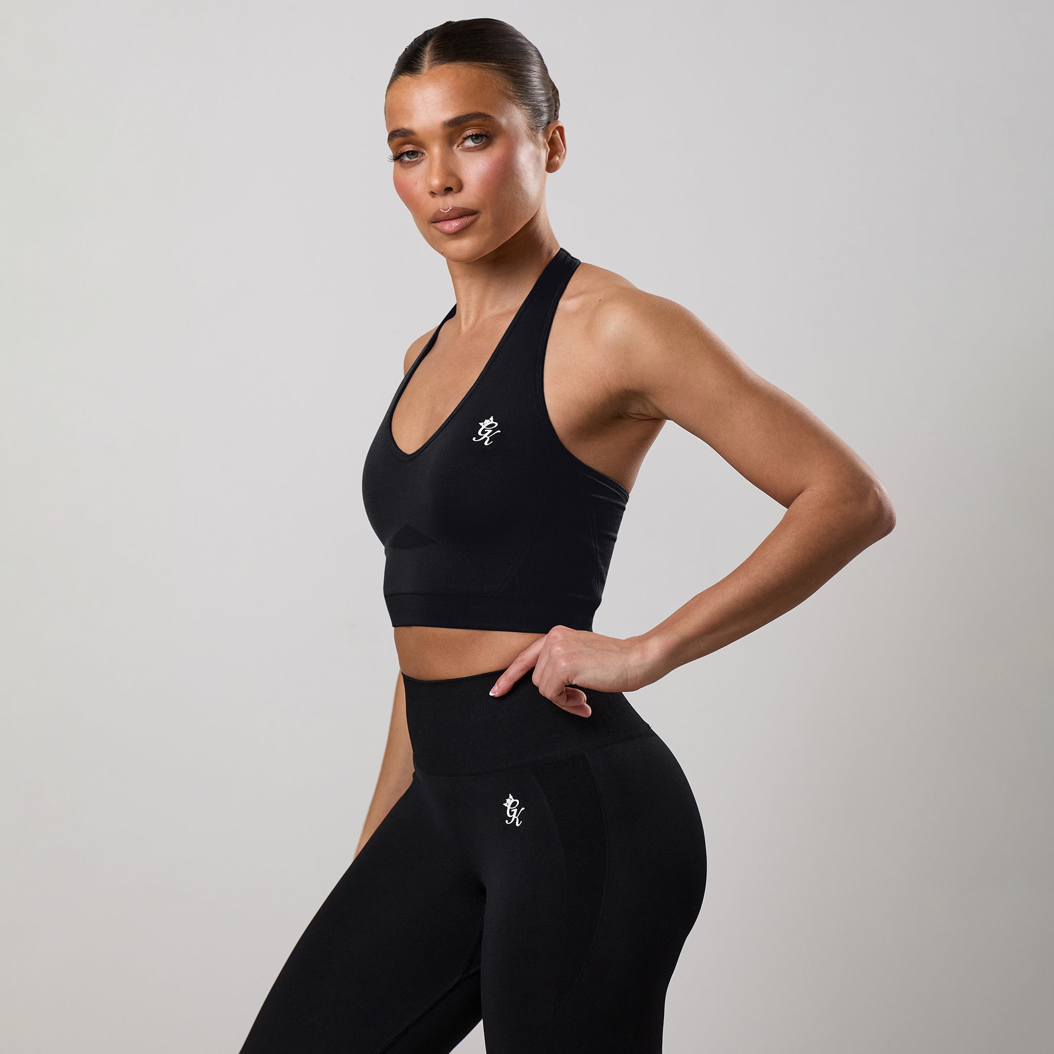 Gym King Power Lightweight Seamless Halterneck Tank - Black