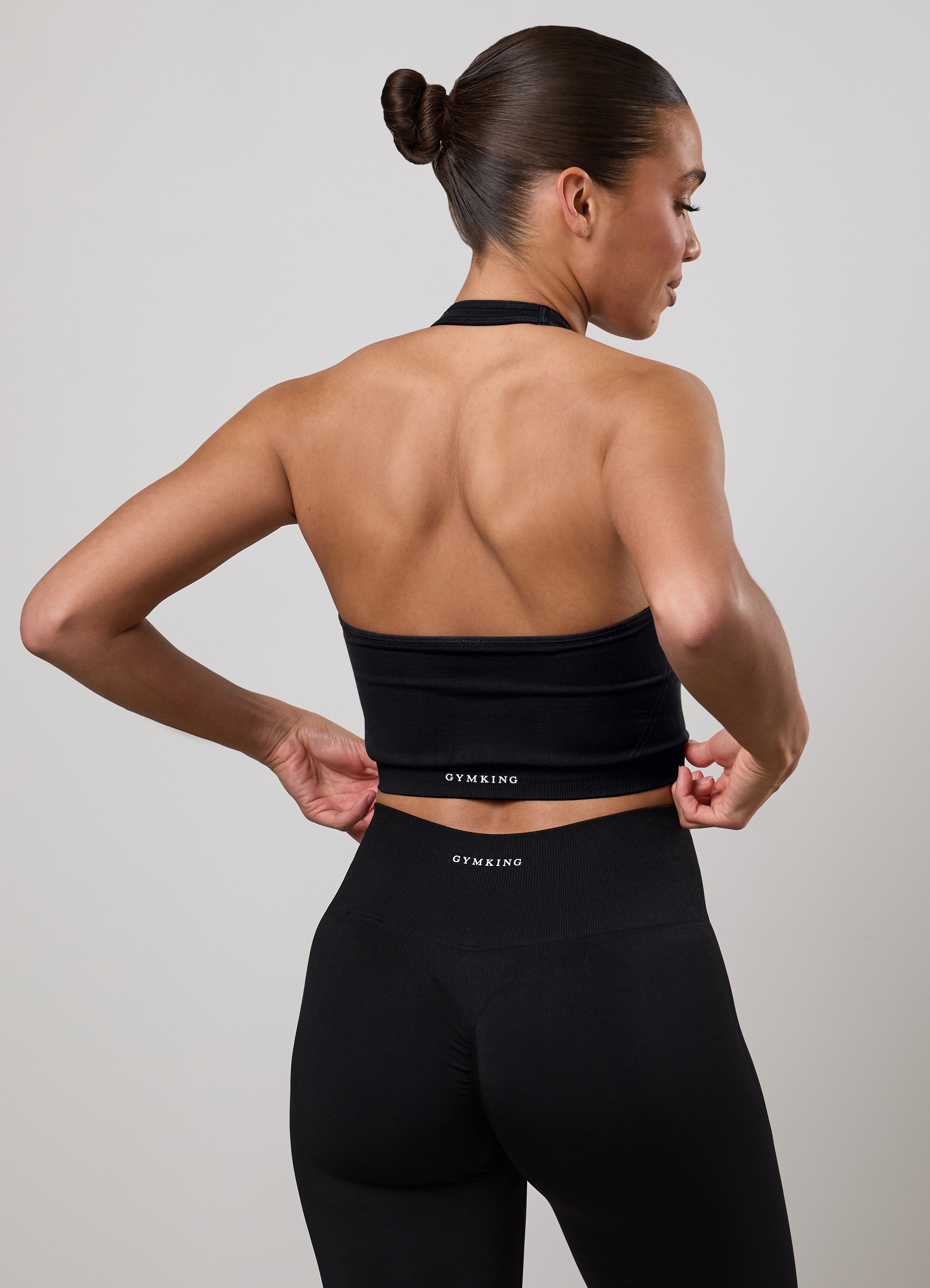 Gym King Power Lightweight Seamless Halterneck Tank - Black