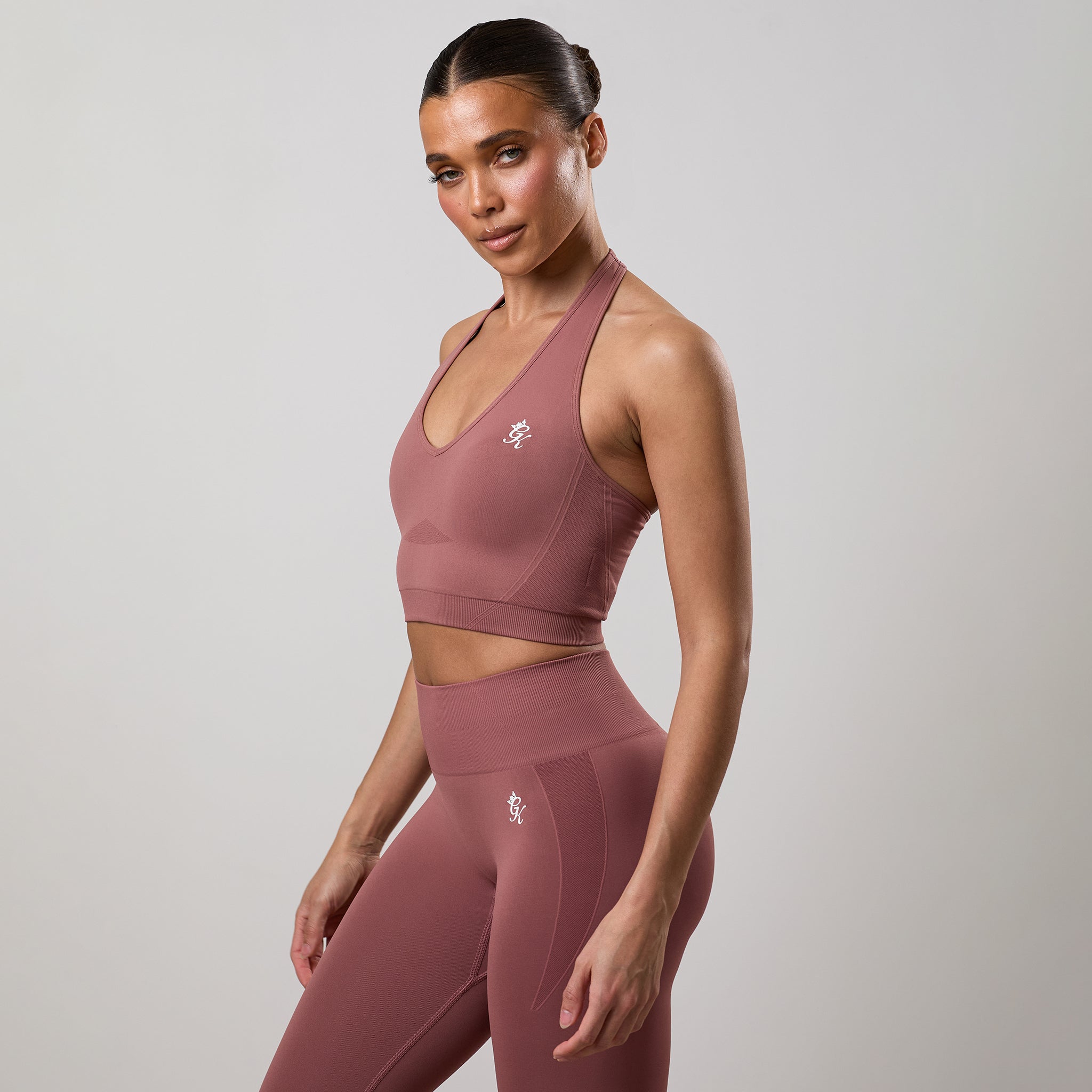Gym King Power Lightweight Seamless Halterneck Tank - Chestnut