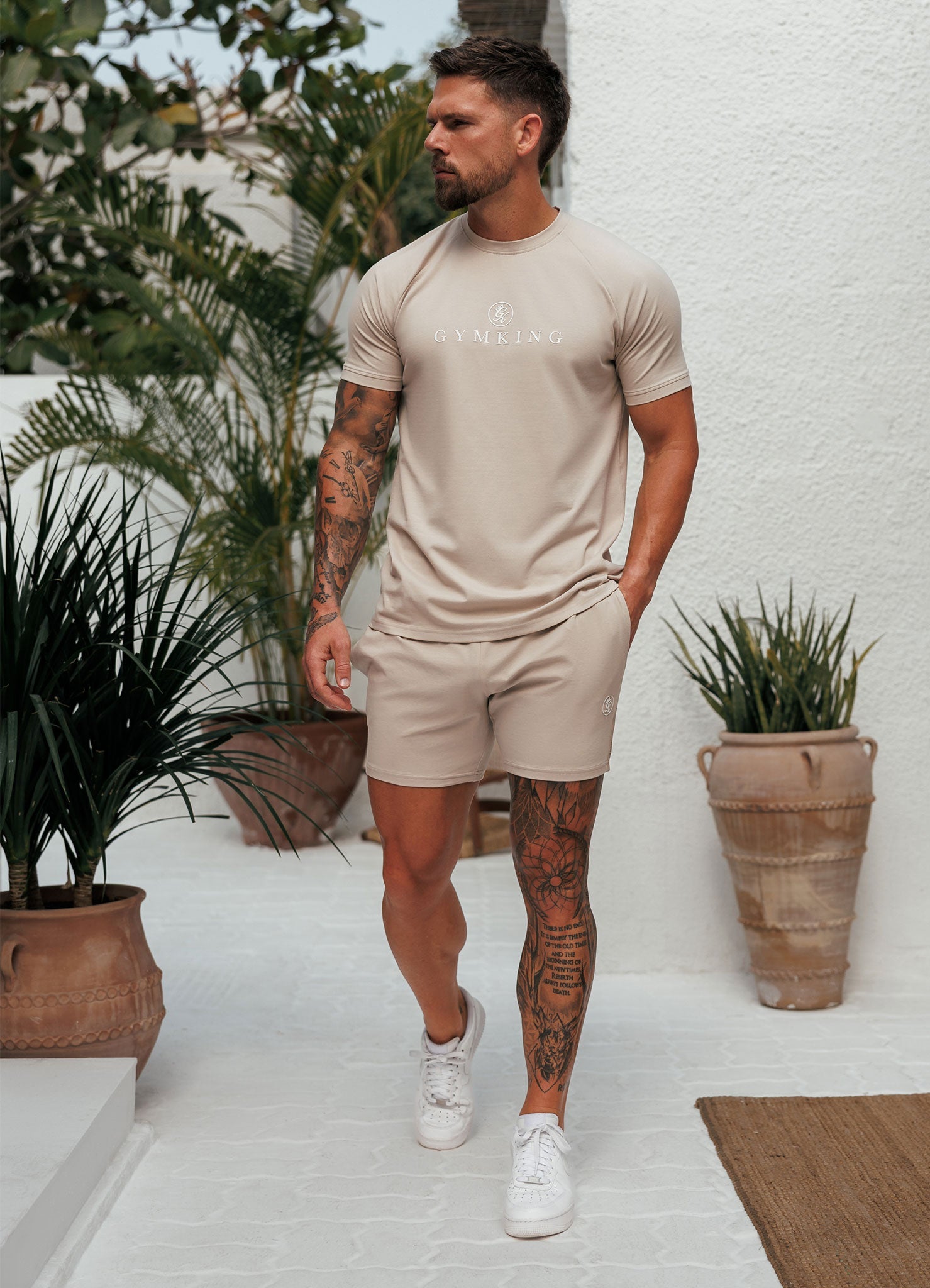 Gym King Pro Logo Tee - Light Stone