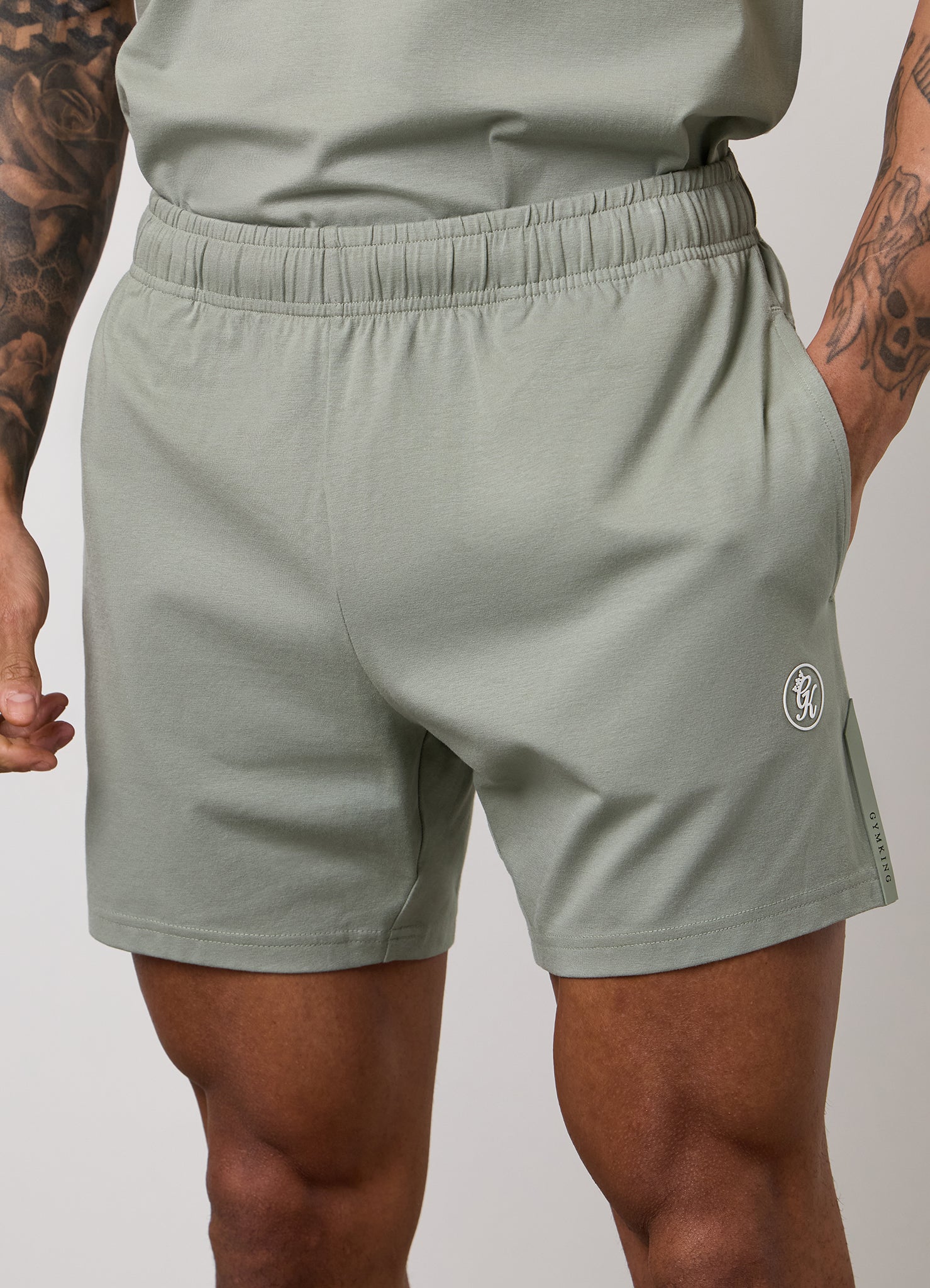 Gym King Pro Logo Jersey 6" Short - Soft Khaki
