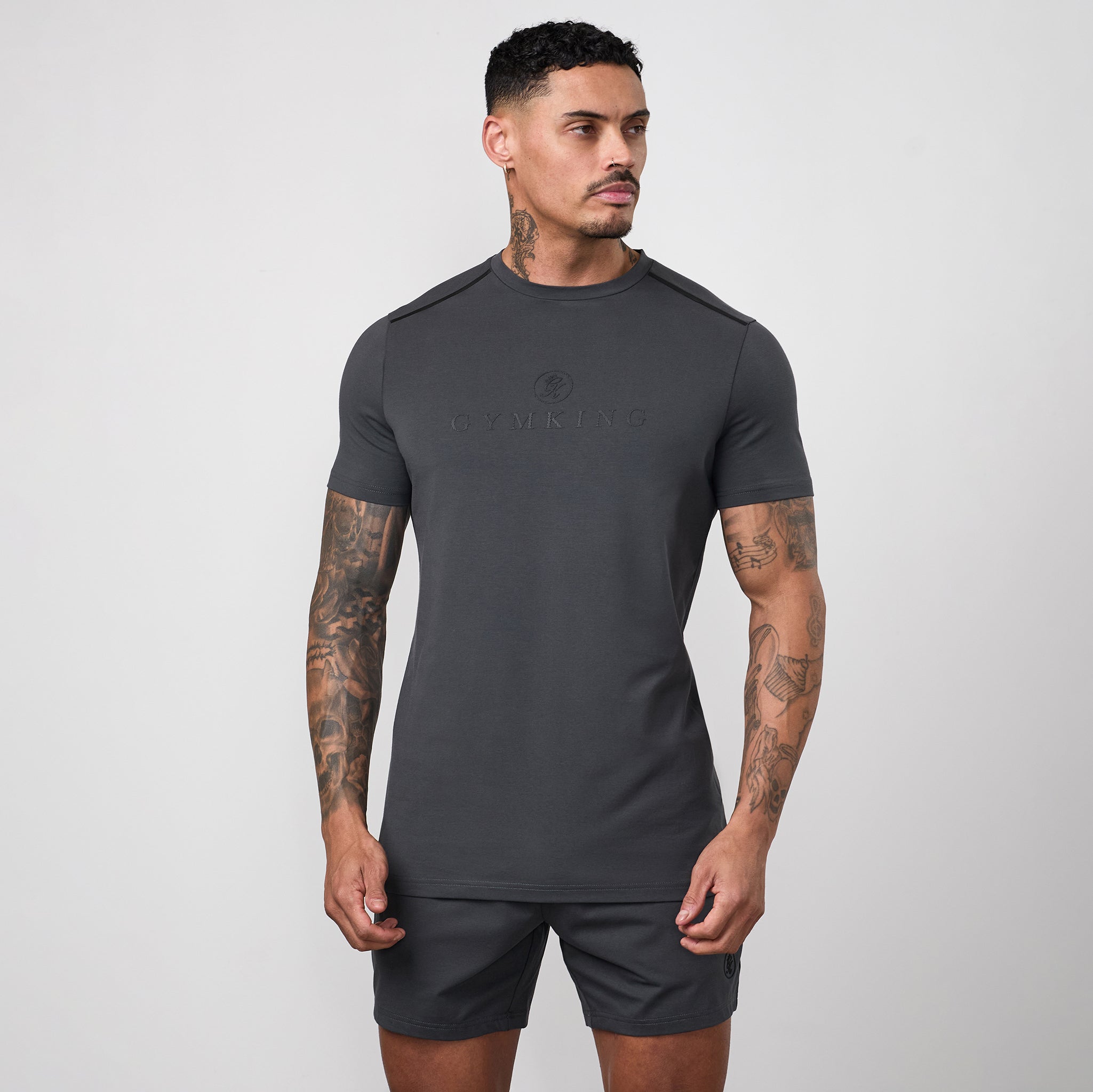 Gym King Pro Logo V2 Jersey Tee - Dark Pewter