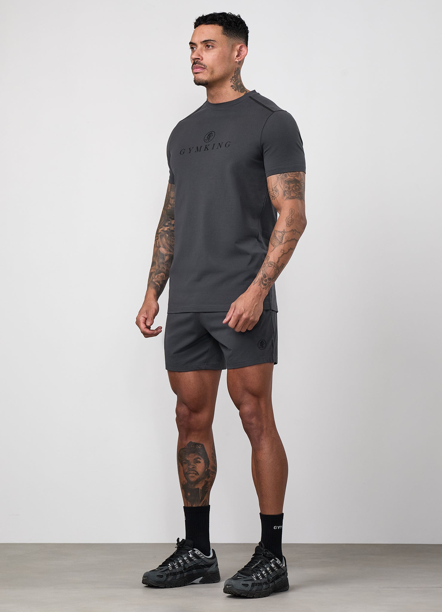 Gym King Pro Logo V2 Jersey 6" Short - Dark Pewter