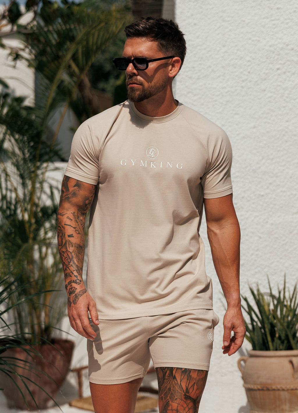 Gym King Pro Logo Tee - Light Stone