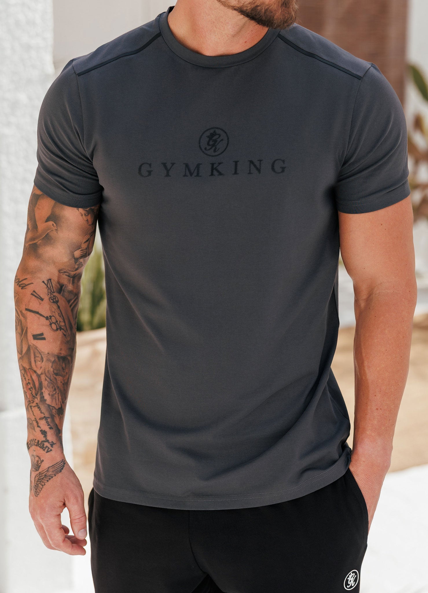 Gym King Pro Logo V2 Jersey Tee - Dark Pewter