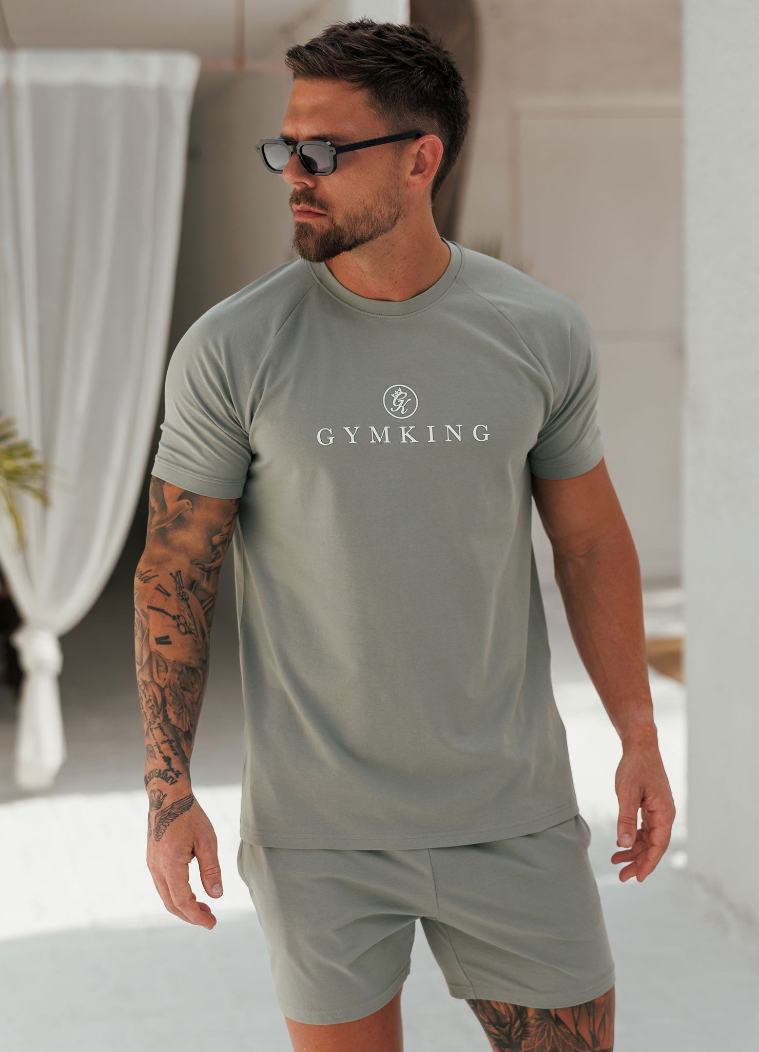 Gym King Pro Logo Jersey 6" Short - Soft Khaki